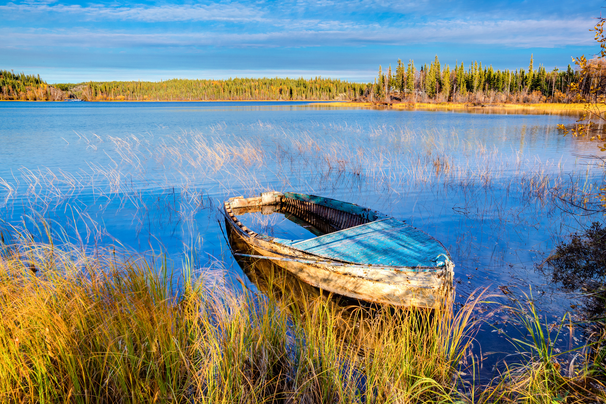 Free download wallpaper Grass, Sky, Lakes, Lake, Boat, Photography on your PC desktop