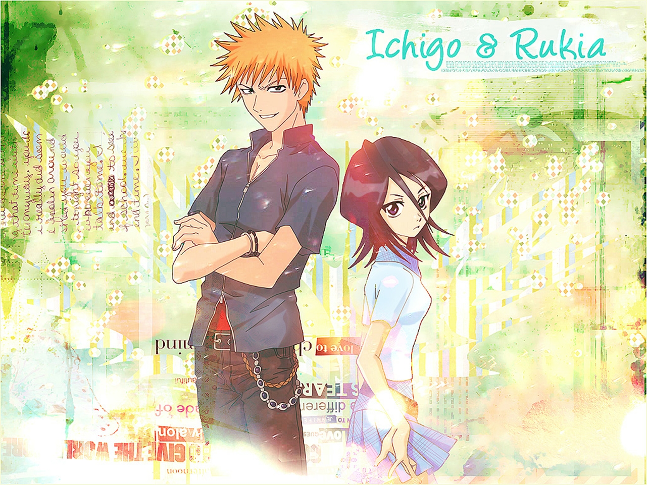 Handy-Wallpaper Bleach, Rukia Kuchiki, Animes, Ichigo Kurosaki kostenlos herunterladen.