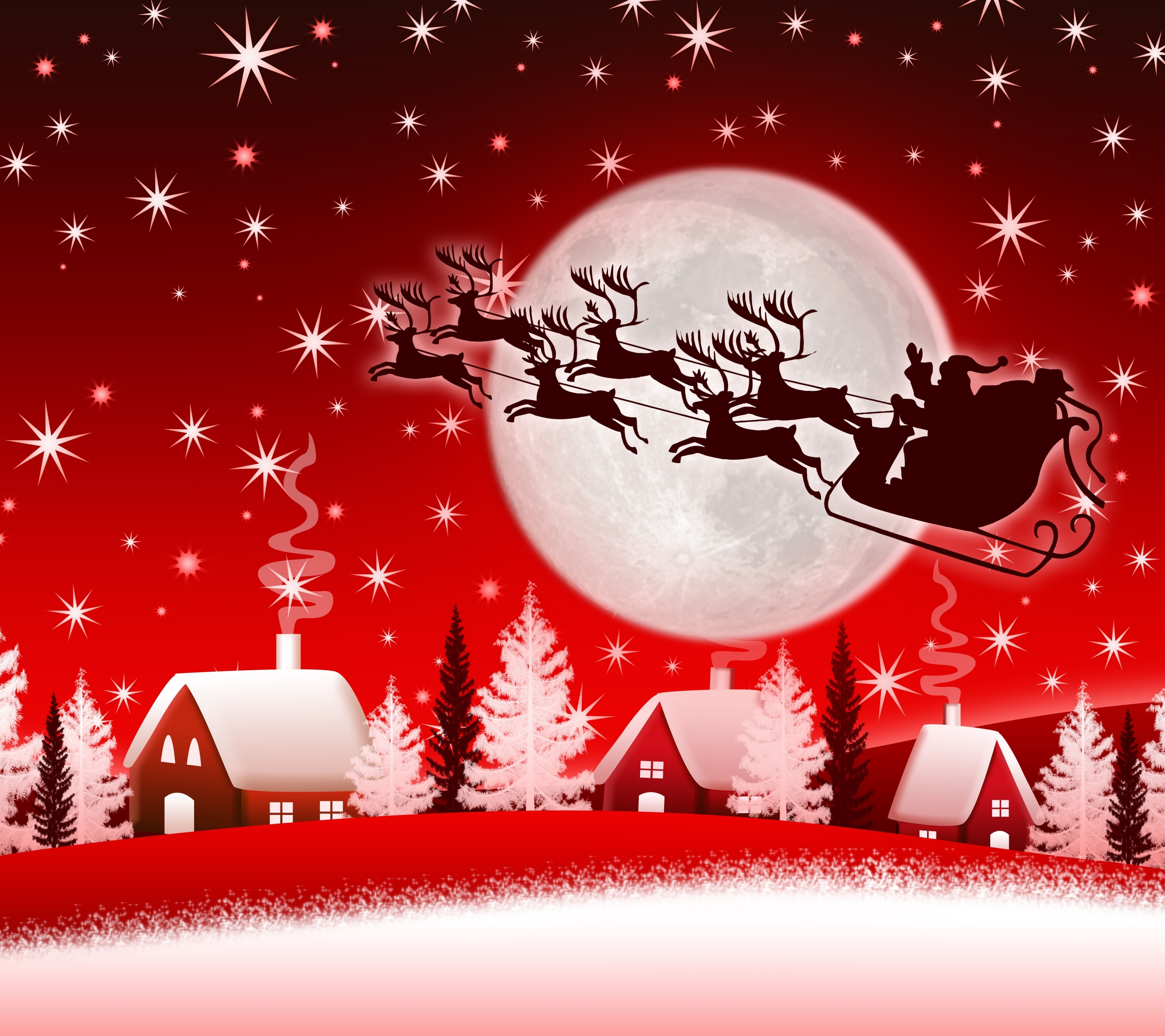 Скачать обои бесплатно Рождество, Сани, Праздничные, Северный Олень картинка на рабочий стол ПК