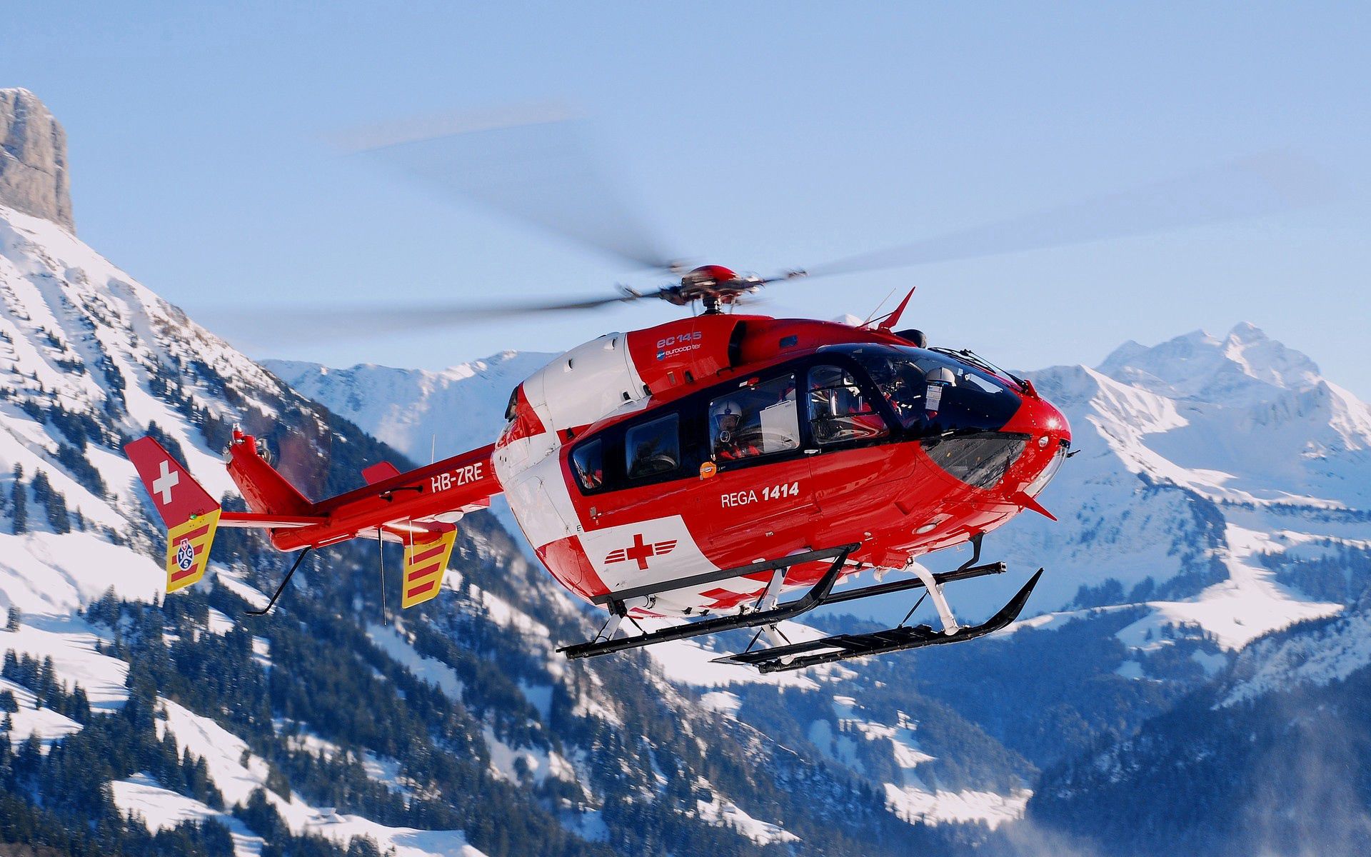 rescue helicopter, sky, helicopter, mountains, miscellanea, miscellaneous, flight 2160p