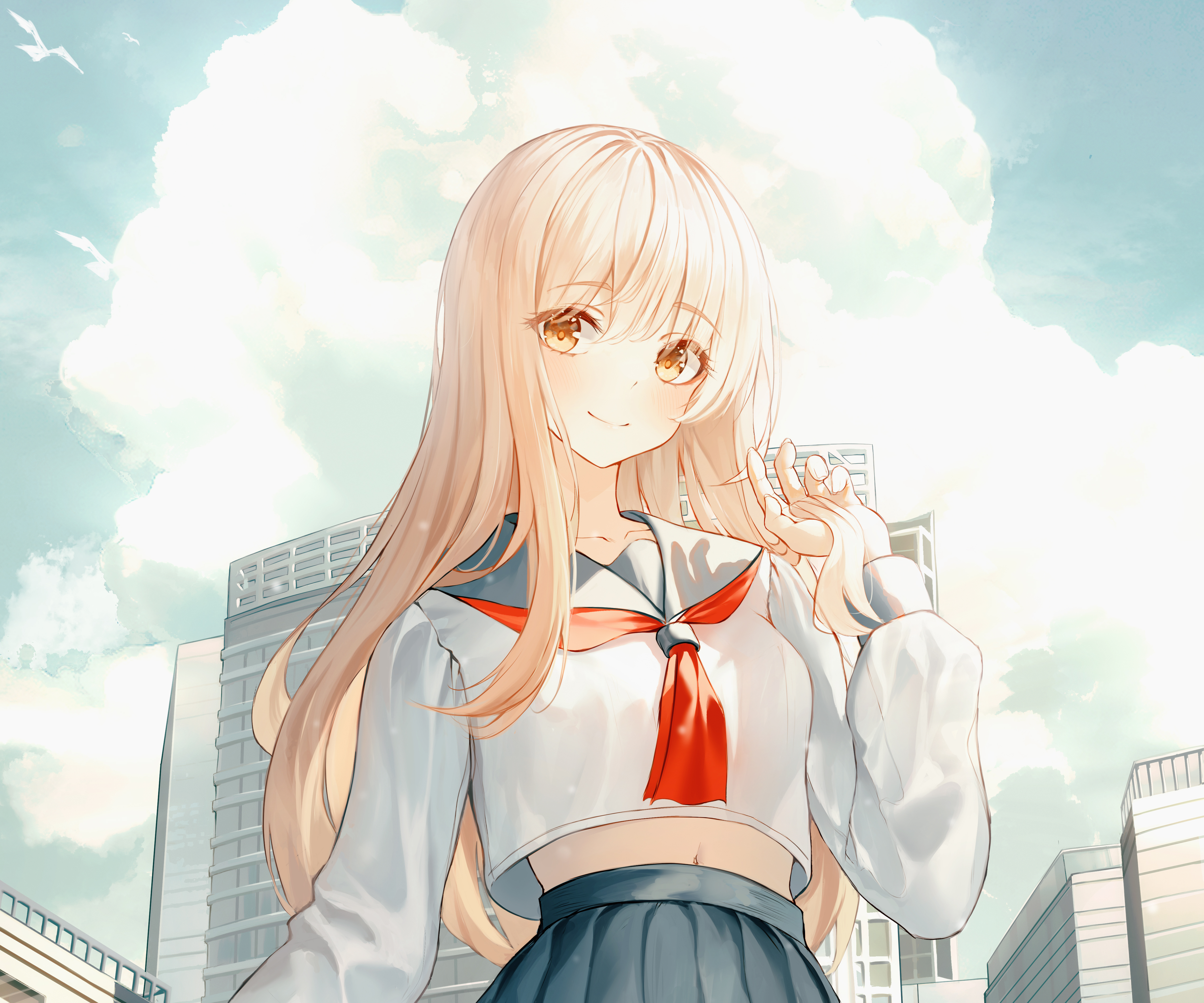 Download mobile wallpaper Anime, Girl, Blonde, School Uniform for free.