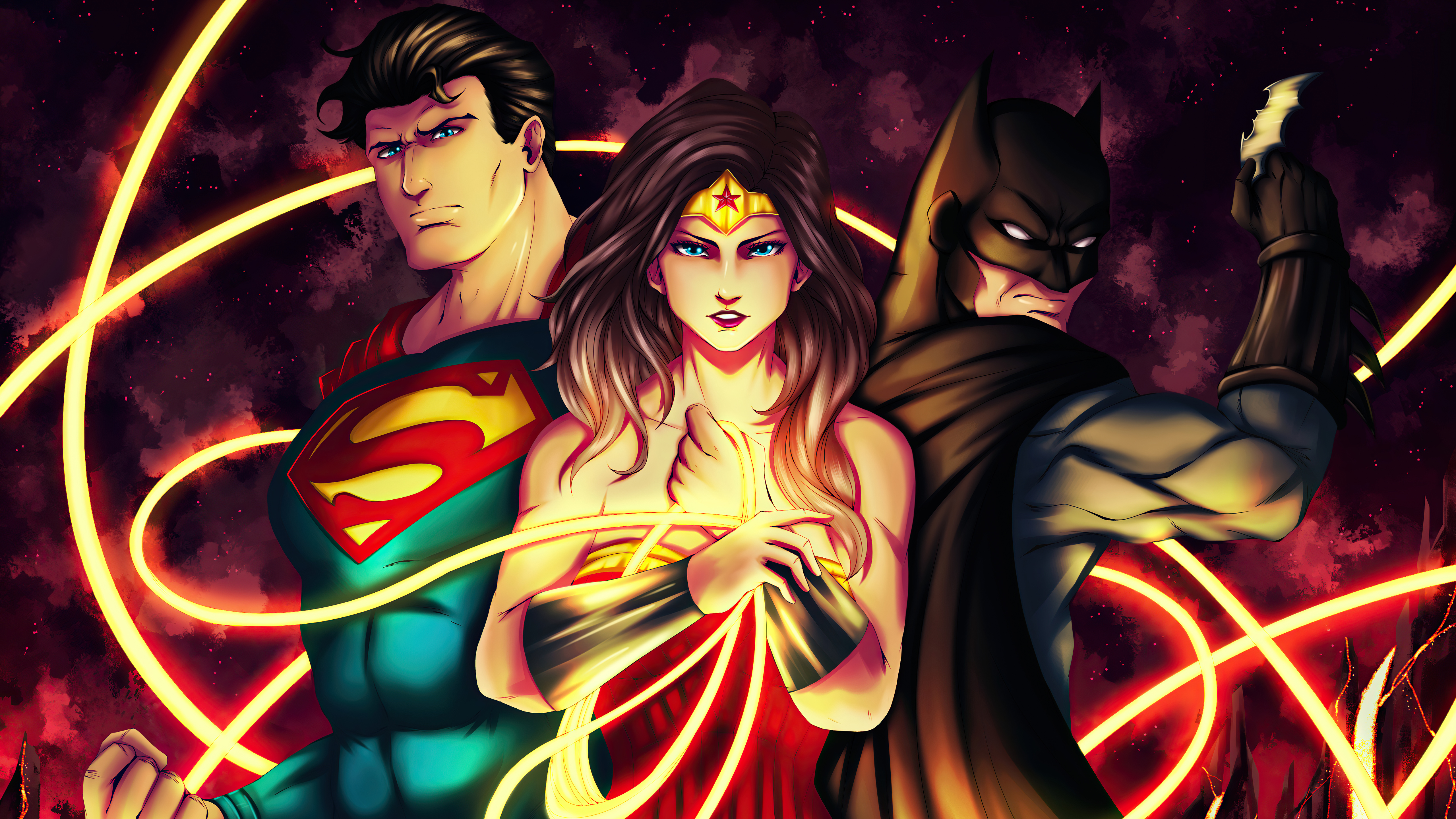 Download mobile wallpaper Batman, Superman, Comics, Dc Comics, Wonder Woman, Justice League, Lasso Of Truth for free.