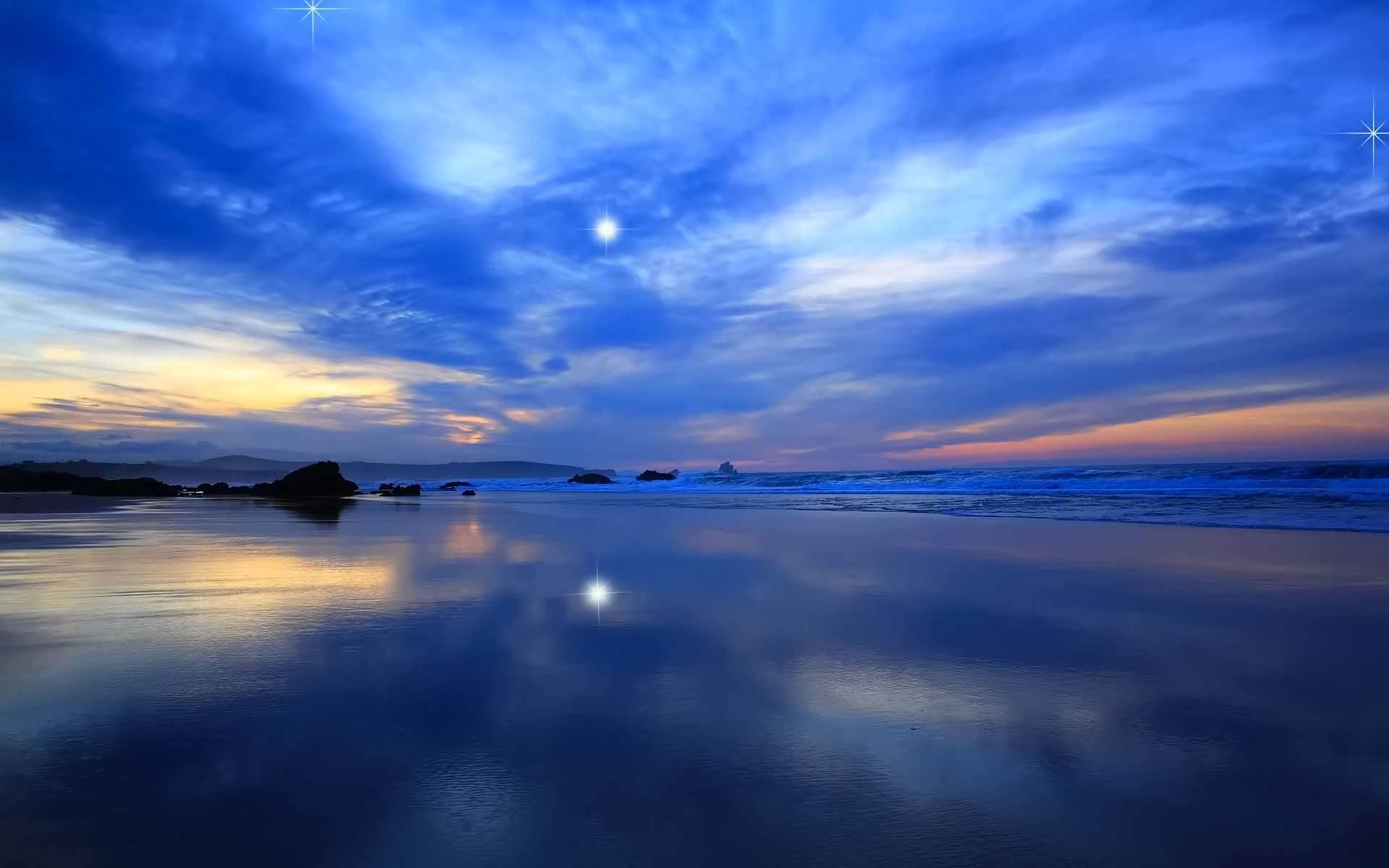 PCデスクトップに日没, 海, 海洋, 青い, 地球画像を無料でダウンロード