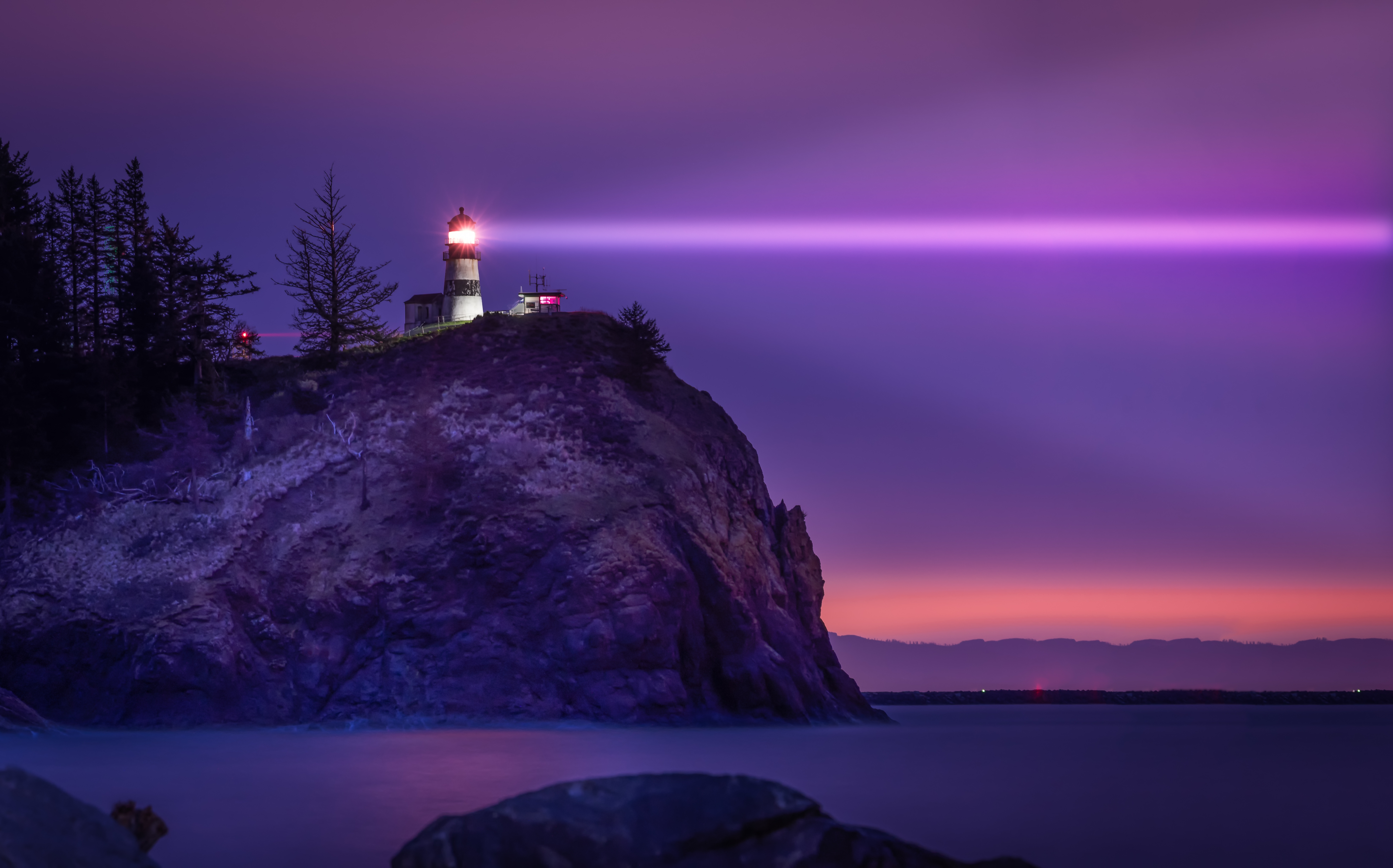 Download mobile wallpaper Night, Light, Lighthouse, Man Made for free.