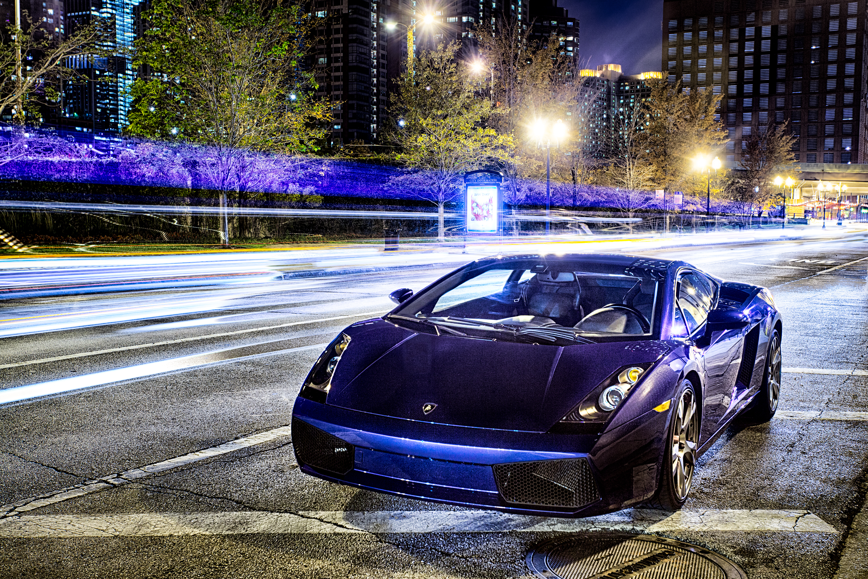 Download mobile wallpaper Lamborghini, Car, Supercar, Lamborghini Gallardo, Vehicles, Time Lapse, Purple Car for free.