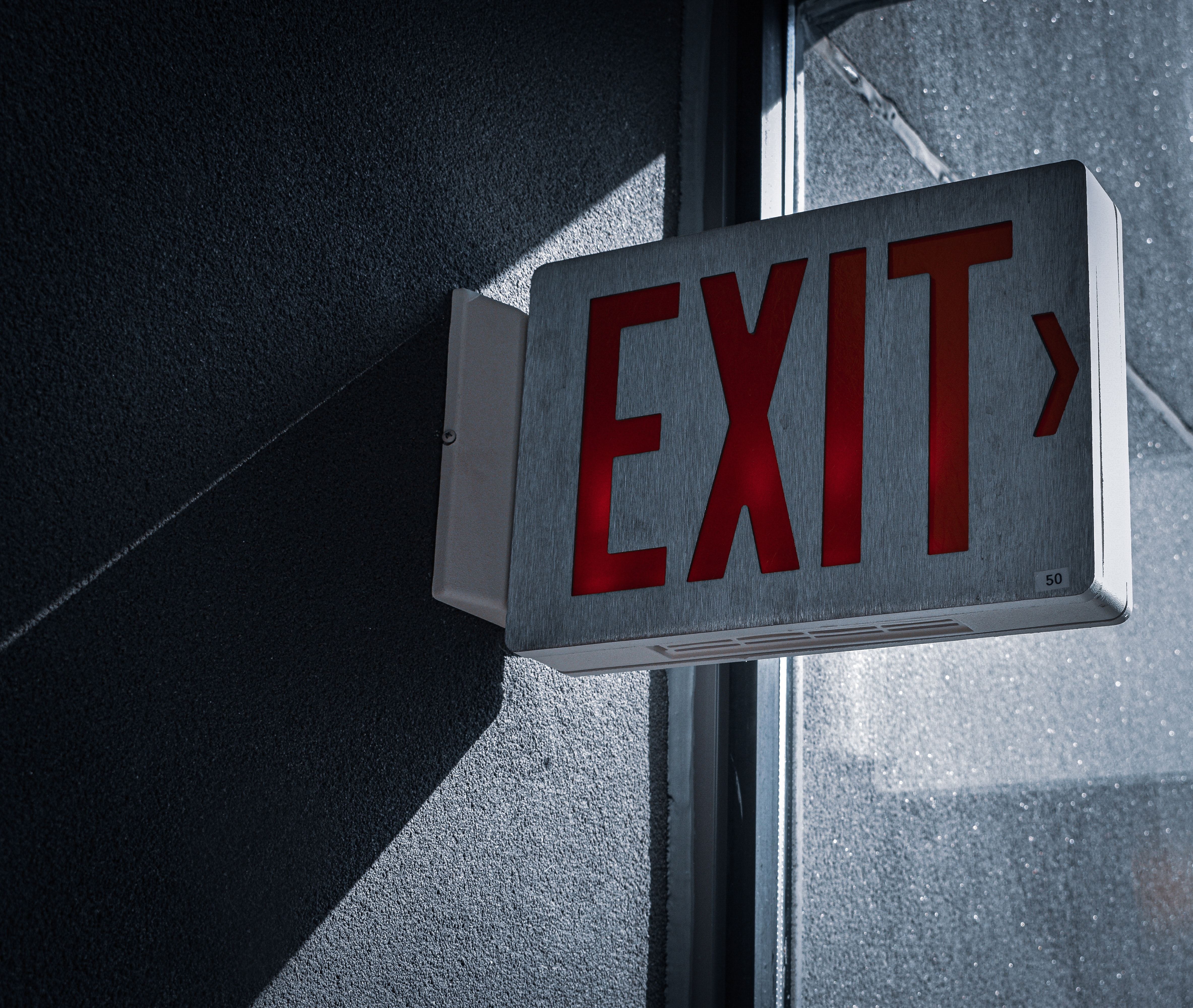 sign, exit, words, wall, pointer, output HD wallpaper