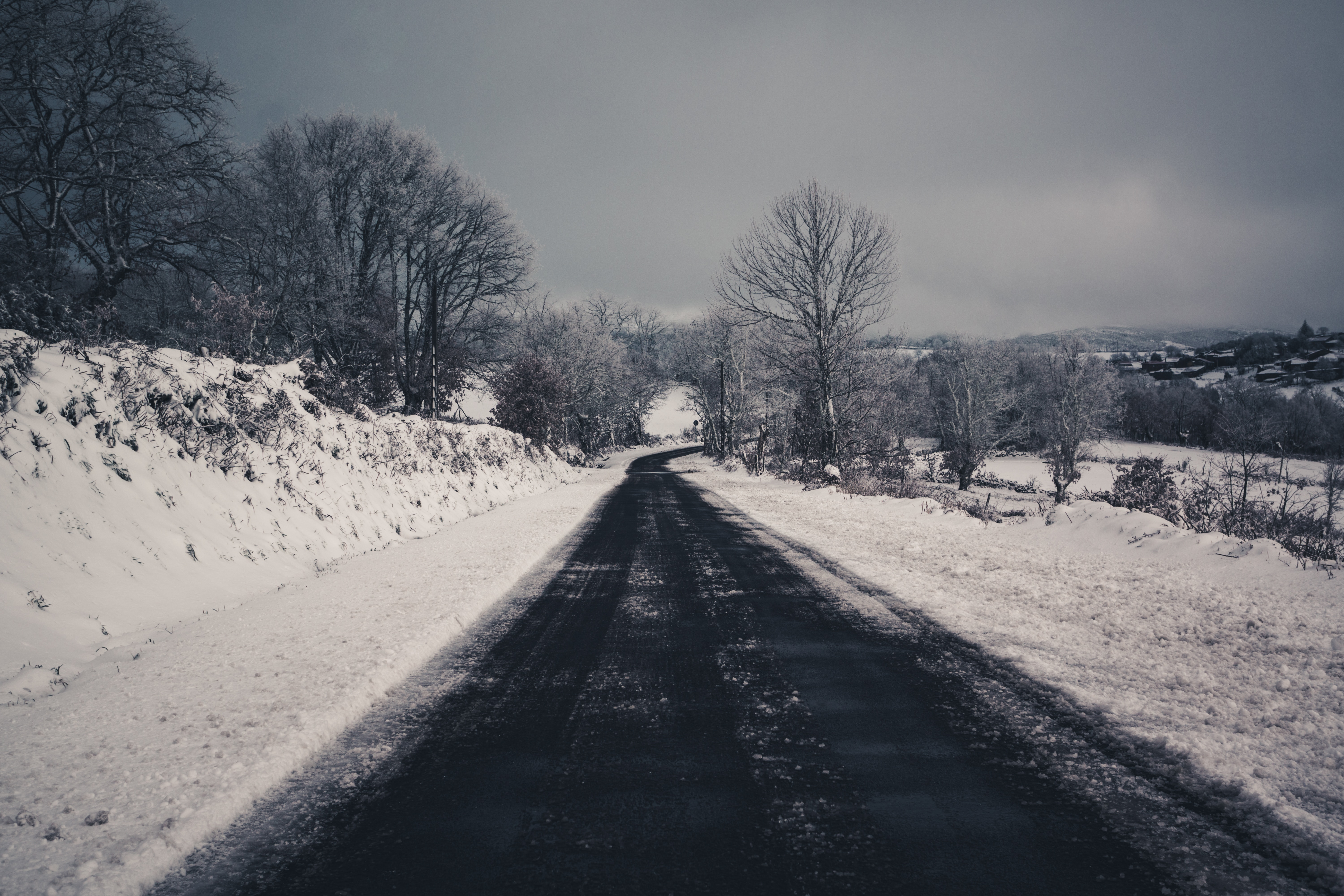 Free download wallpaper Snow, Road, Man Made on your PC desktop