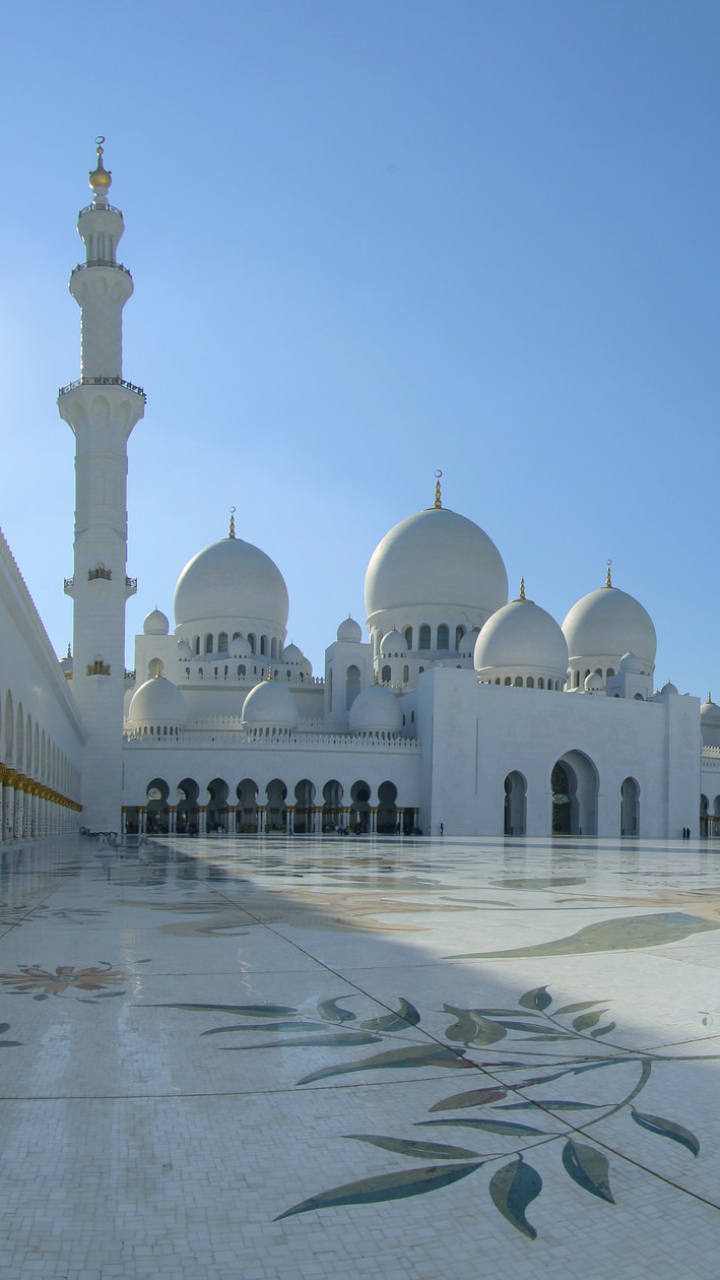 Download mobile wallpaper Architecture, Dome, United Arab Emirates, Abu Dhabi, Mosque, Place, Religious, Sheikh Zayed Grand Mosque, Mosques for free.