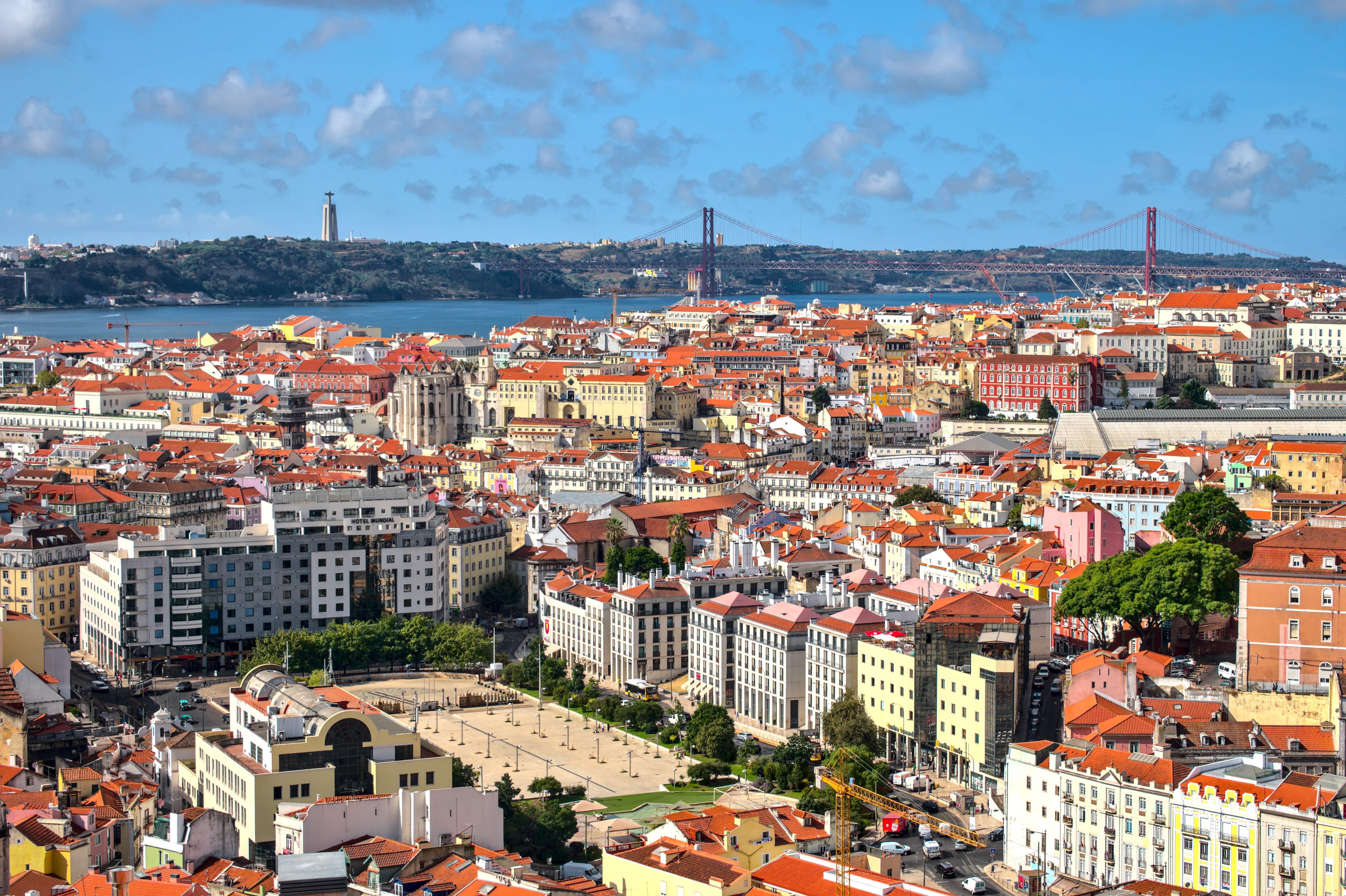 64506 скачать картинку лиссабон, города, архитектура, город, здания, вид сверху - обои и заставки бесплатно
