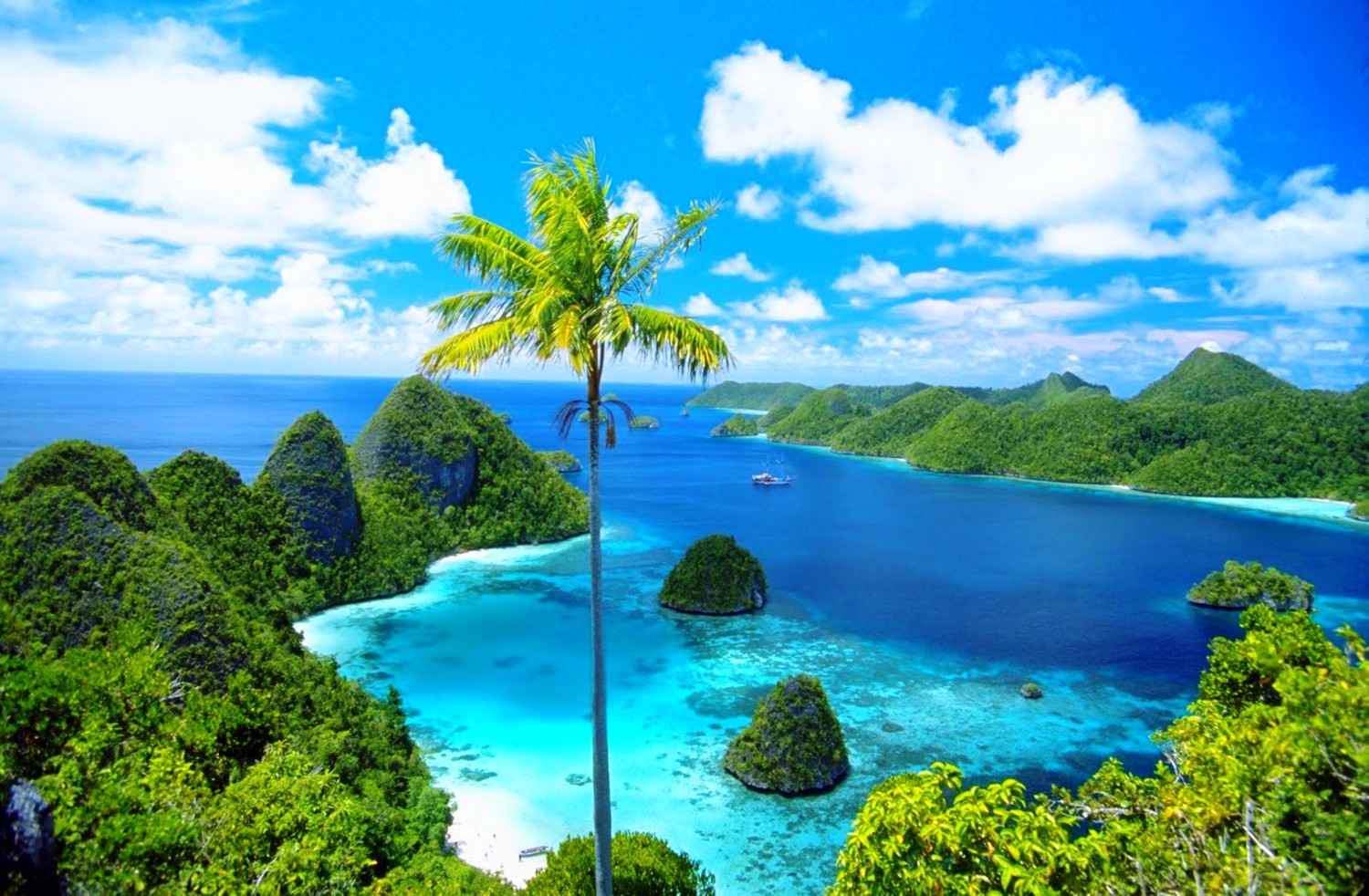Скачать картинку Море, Горизонт, Океан, Остров, Индонезия, Земля/природа, Раджа Ампат в телефон бесплатно.