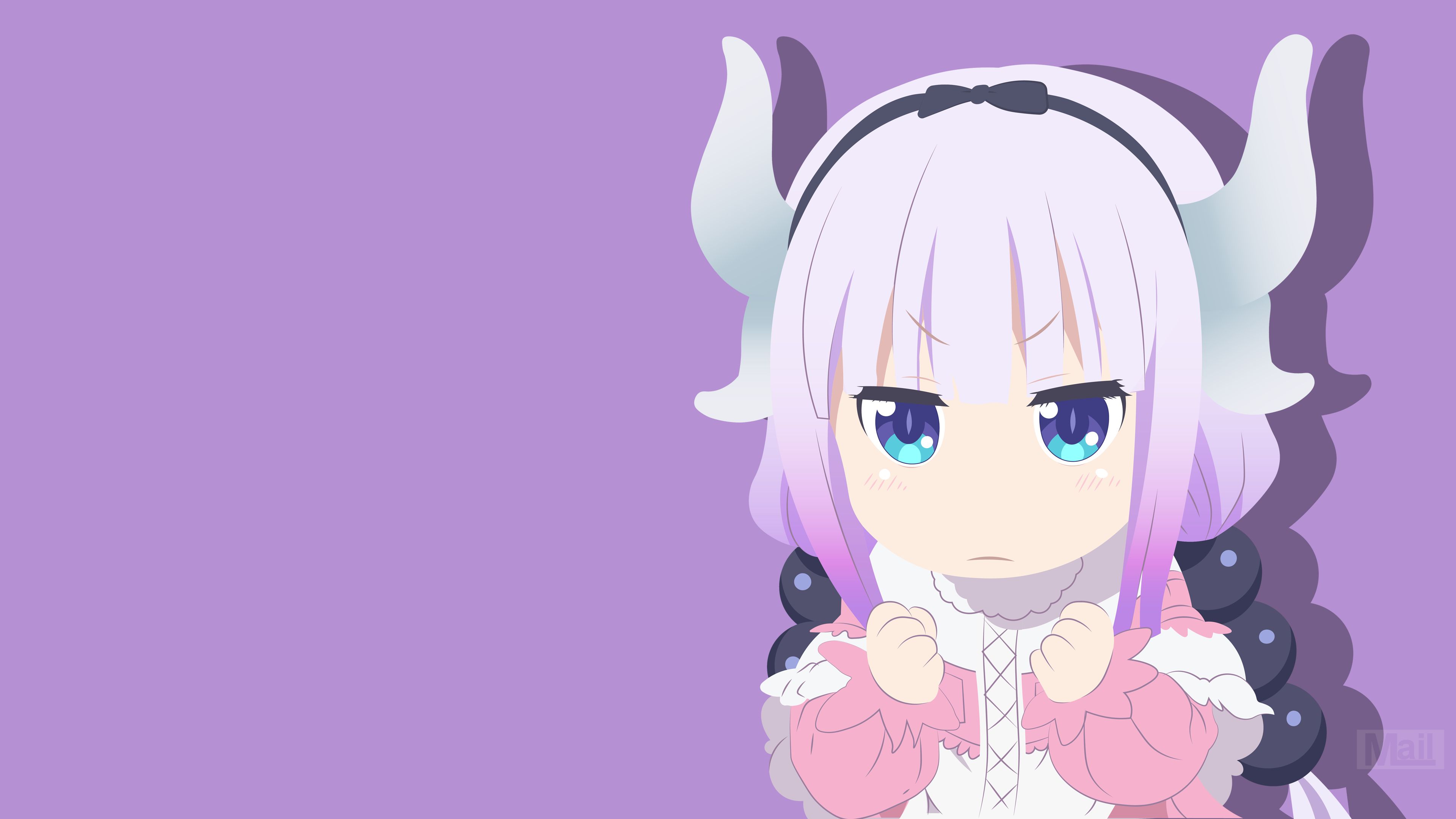 minimalist, anime, miss kobayashi's dragon maid, horns, kanna kamui, vector