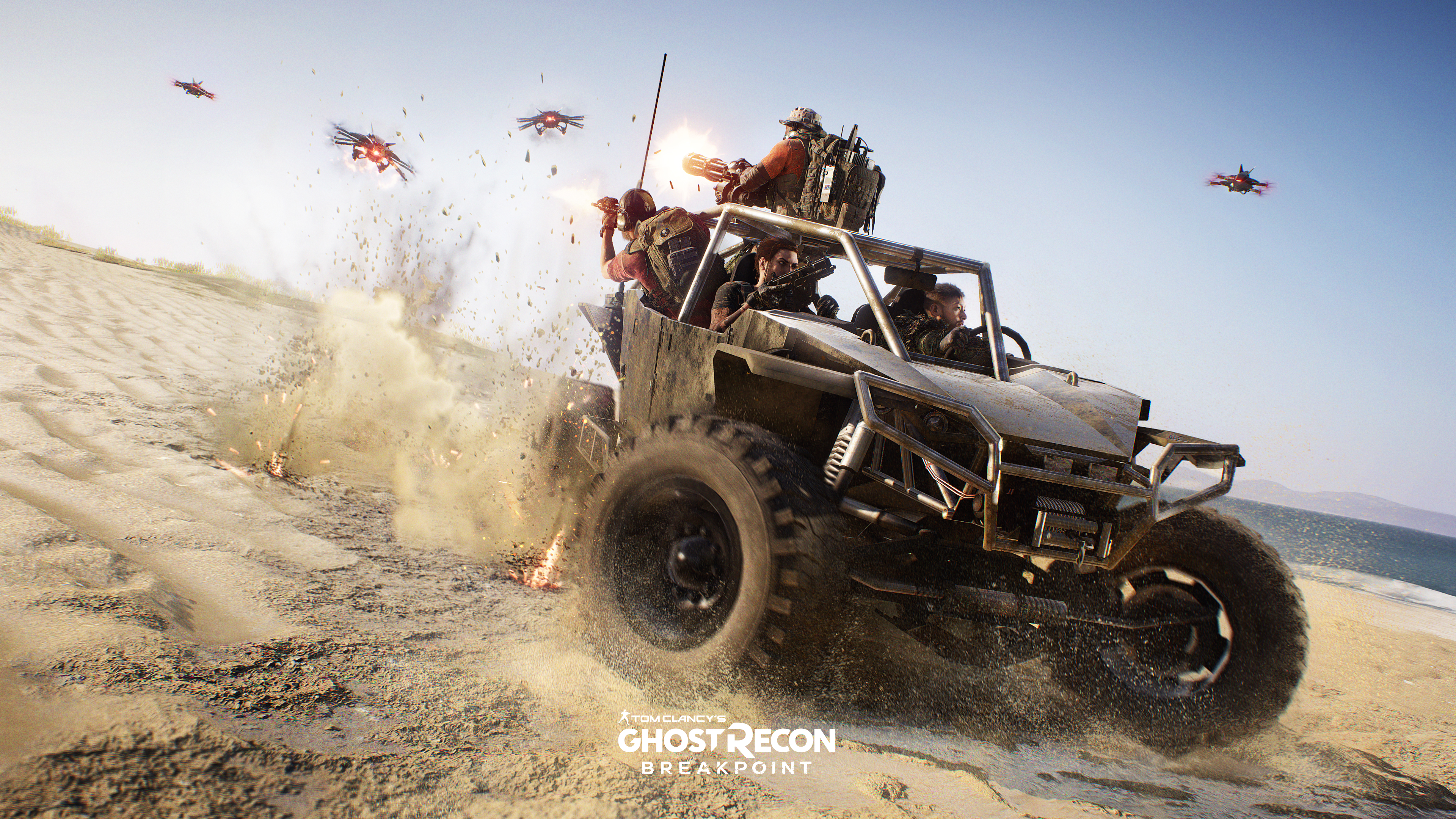 video game, tom clancy's ghost recon breakpoint, beach, dune buggy, gun, tom clancy's