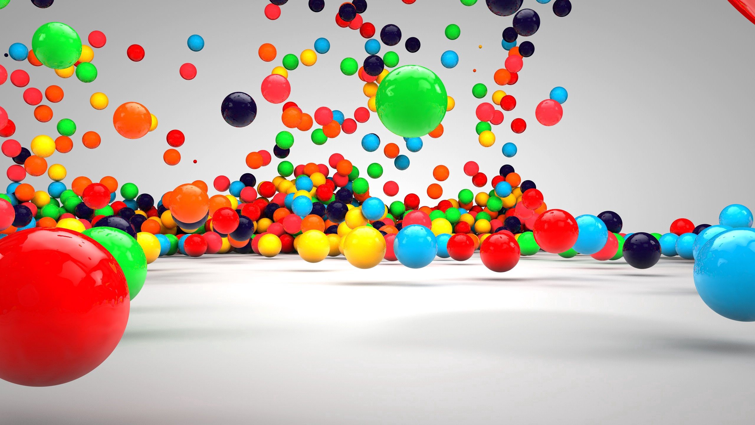 3d, multicolored, motley, surface, fall, balls HD for desktop 1080p