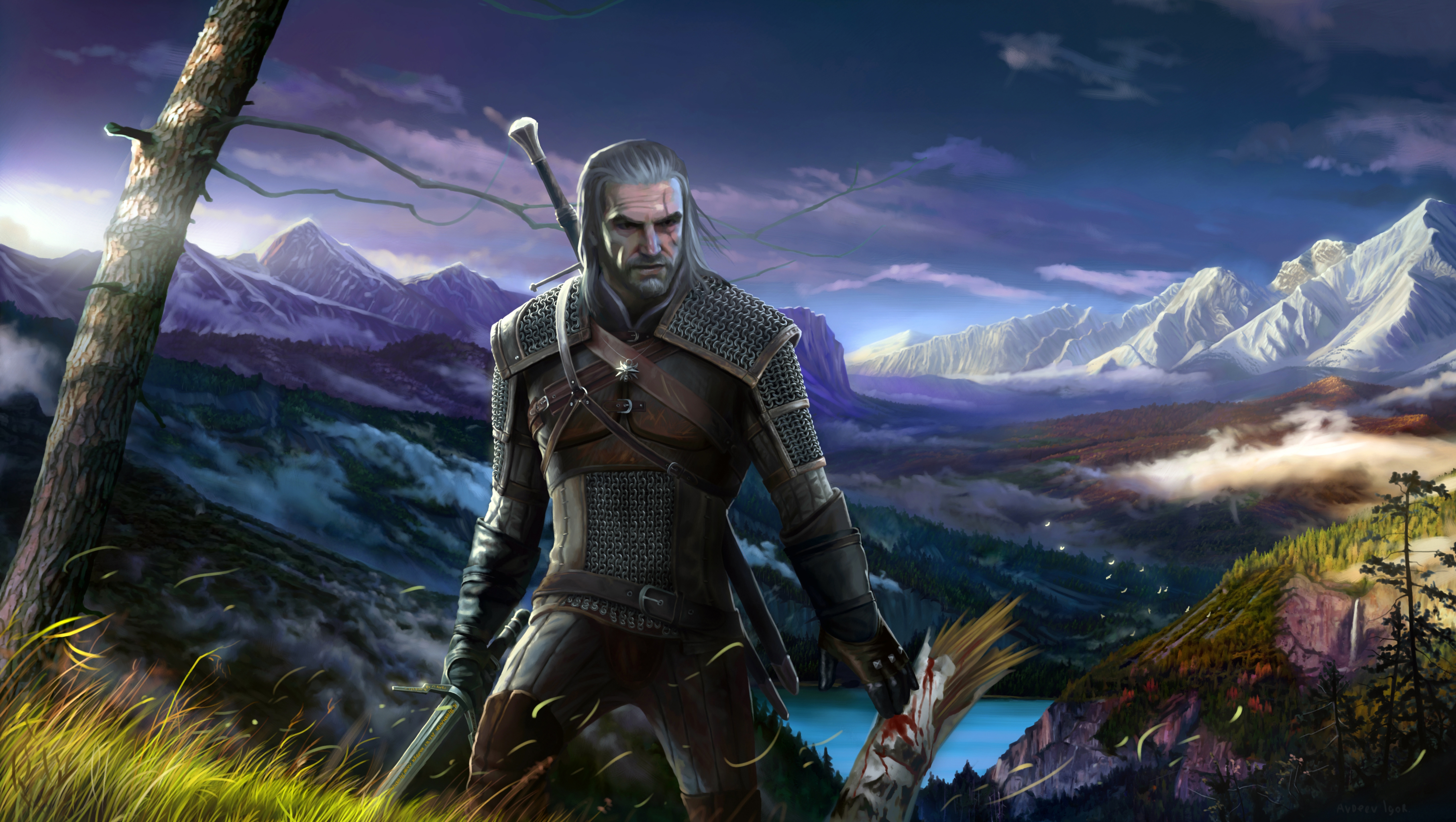 Handy-Wallpaper Landschaft, Krieger, Computerspiele, Der Hexer, Geralt Von Riva, The Witcher 3: Wild Hunt kostenlos herunterladen.