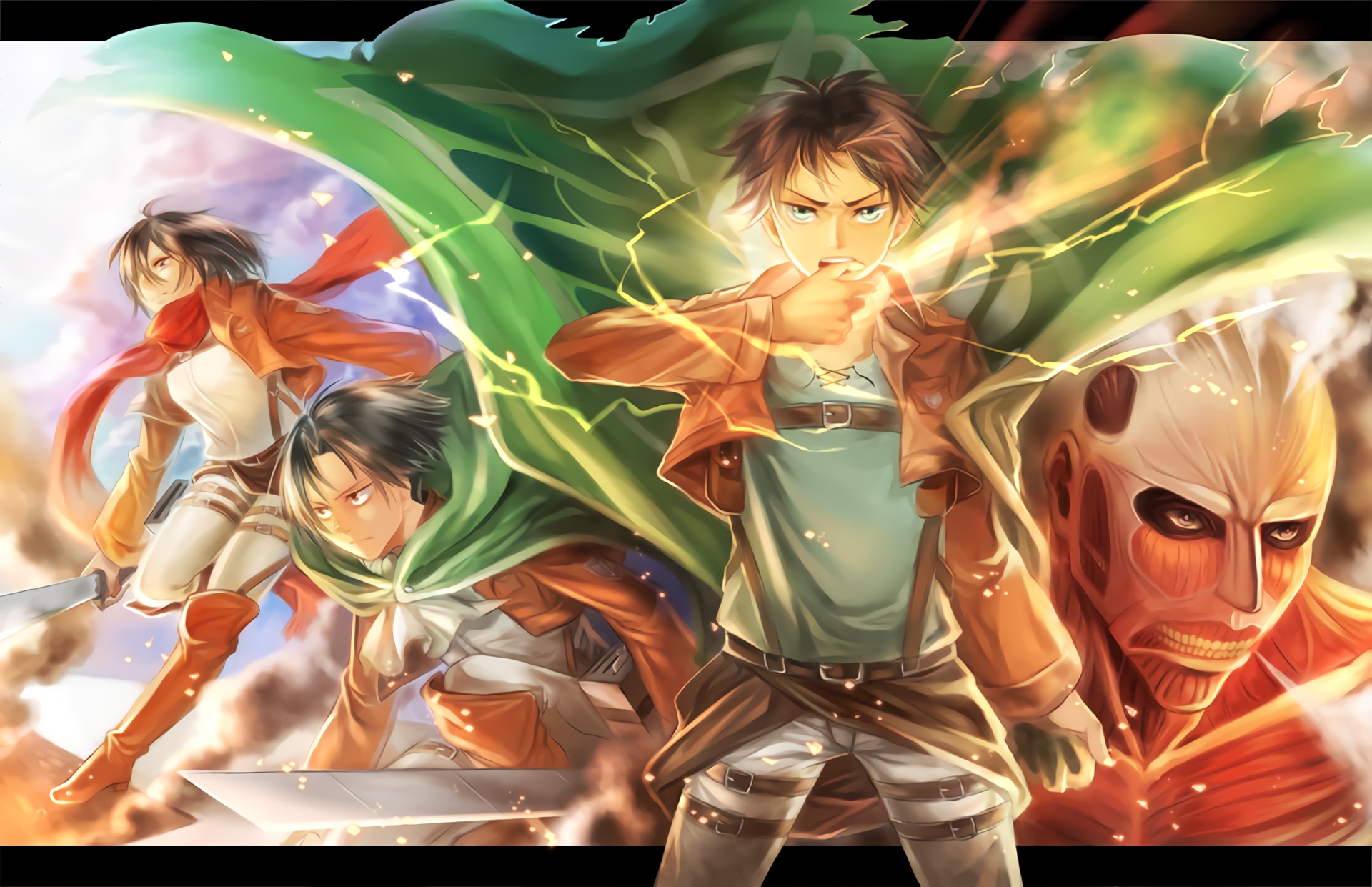 Download mobile wallpaper Anime, Eren Yeager, Mikasa Ackerman, Shingeki No Kyojin, Attack On Titan, Levi Ackerman for free.