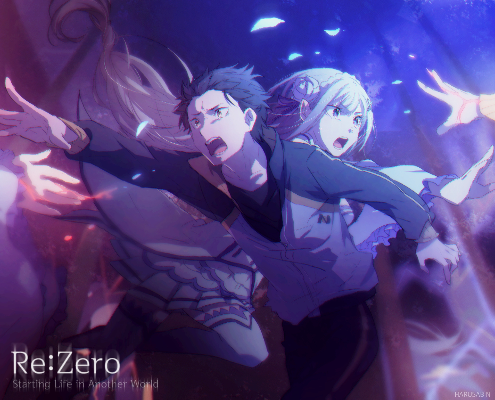 Laden Sie das Animes, Emilia (Re: Zero), Re:zero Das Leben In Einer Anderen Welt Beginnen, Subaru Natsuki-Bild kostenlos auf Ihren PC-Desktop herunter