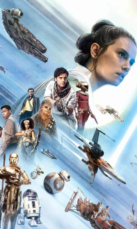 Download mobile wallpaper Star Wars, Movie, Chewbacca, C 3Po, Lando Calrissian, Finn (Star Wars), Rey (Star Wars), Poe Dameron, Star Wars: The Rise Of Skywalker, Zorii Bliss for free.