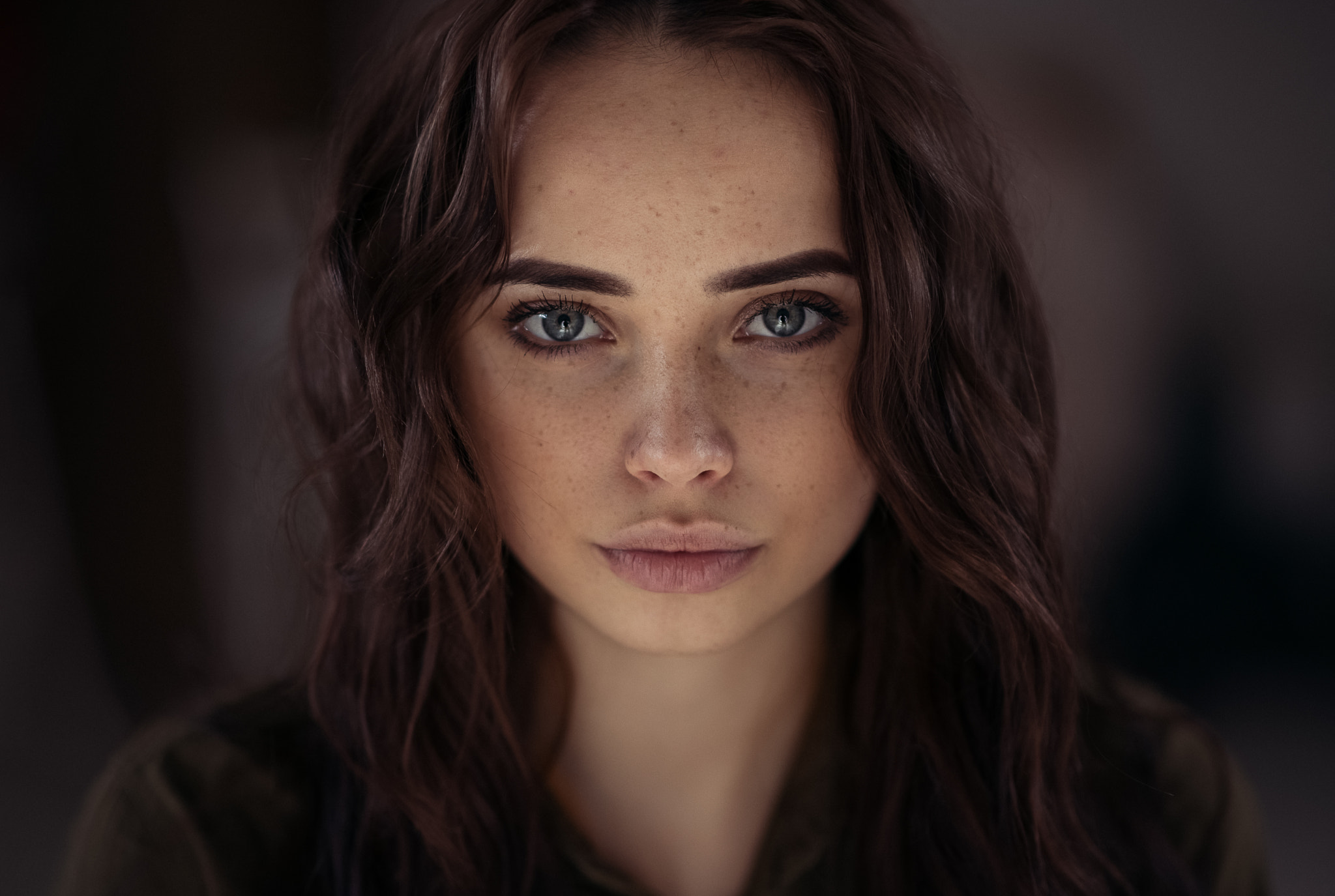 Download mobile wallpaper Face, Brunette, Model, Women, Blue Eyes for free.