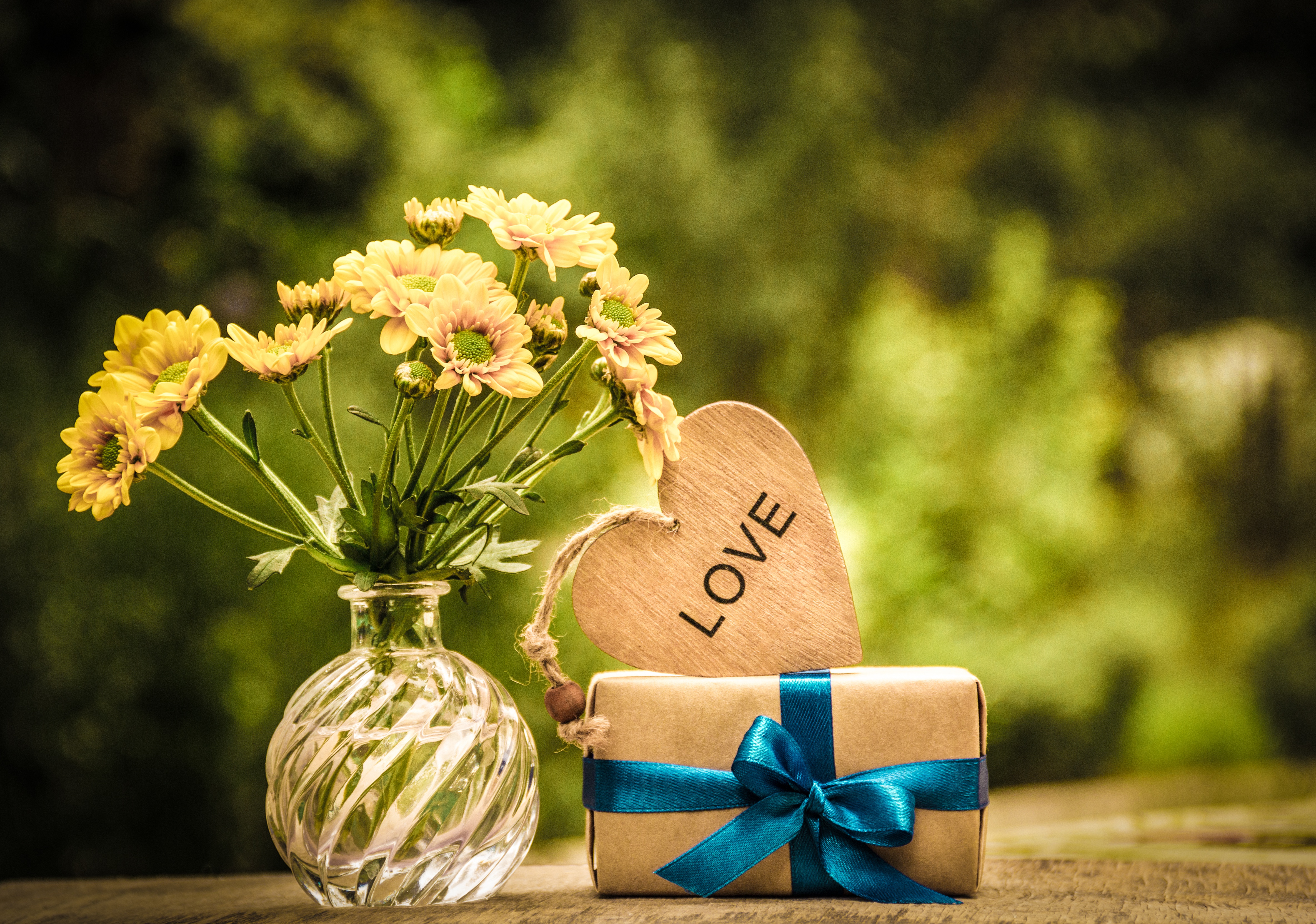 Download mobile wallpaper Still Life, Bouquet, Gift, Vase, Heart, Photography for free.