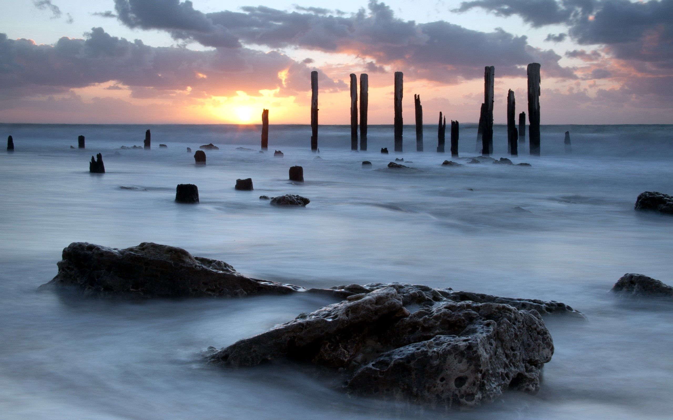 Laden Sie das Stones, Sea, Ozean, Natur, Nebel-Bild kostenlos auf Ihren PC-Desktop herunter