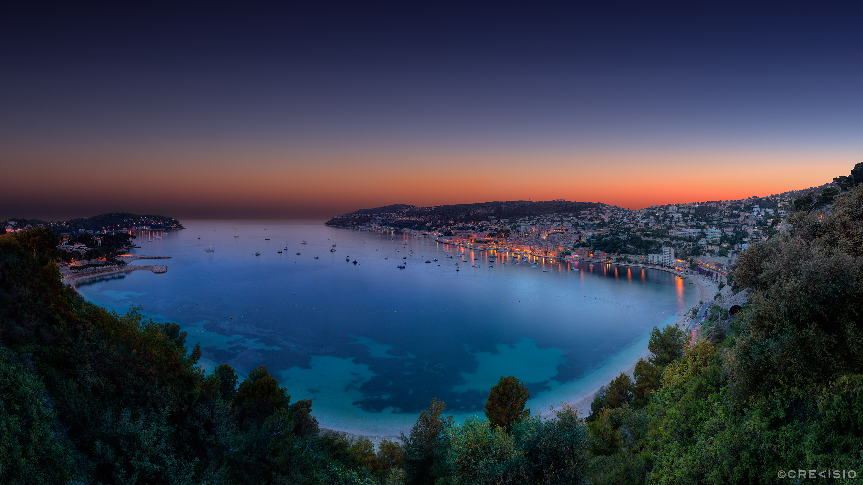 Free download wallpaper Cities, Night, City, Coast, France, Town, Man Made, Villefranche Sur Mer on your PC desktop