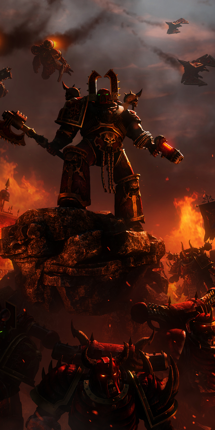Download mobile wallpaper Fire, Warhammer, Warrior, Armor, Warhammer 40K, Video Game, Space Marine for free.