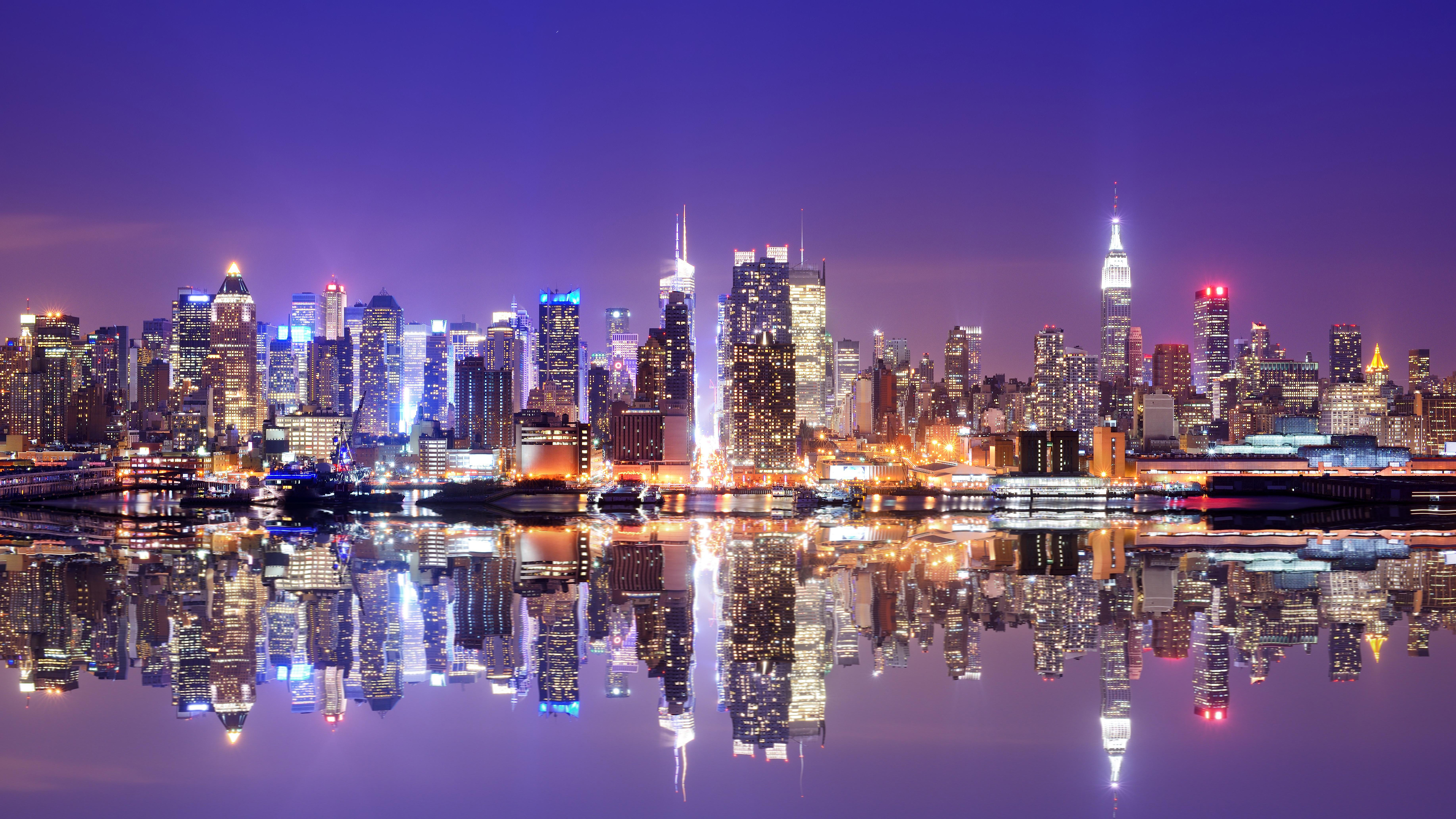 436201 descargar fondo de pantalla ciudad, ee uu, hecho por el hombre, nueva york, edificio, noche, reflejo, rascacielos, ciudades: protectores de pantalla e imágenes gratis