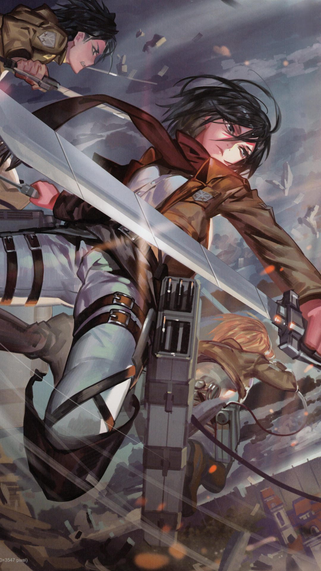 Download mobile wallpaper Anime, Armin Arlert, Eren Yeager, Mikasa Ackerman, Attack On Titan, Colossal Titan for free.