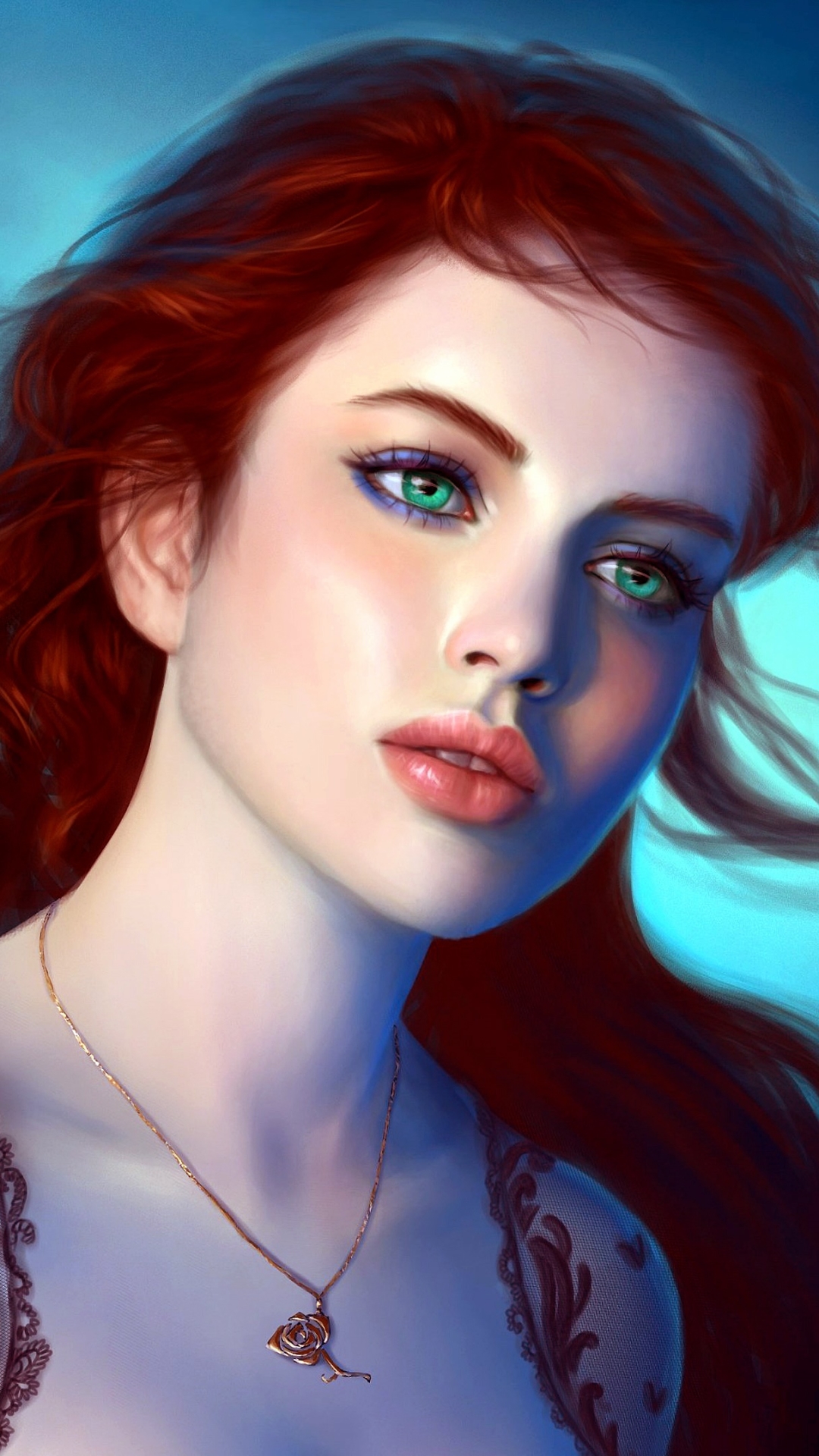 Descarga gratuita de fondo de pantalla para móvil de Fantasía, Mujeres, Ojos Verdes, Cabello Rojo.