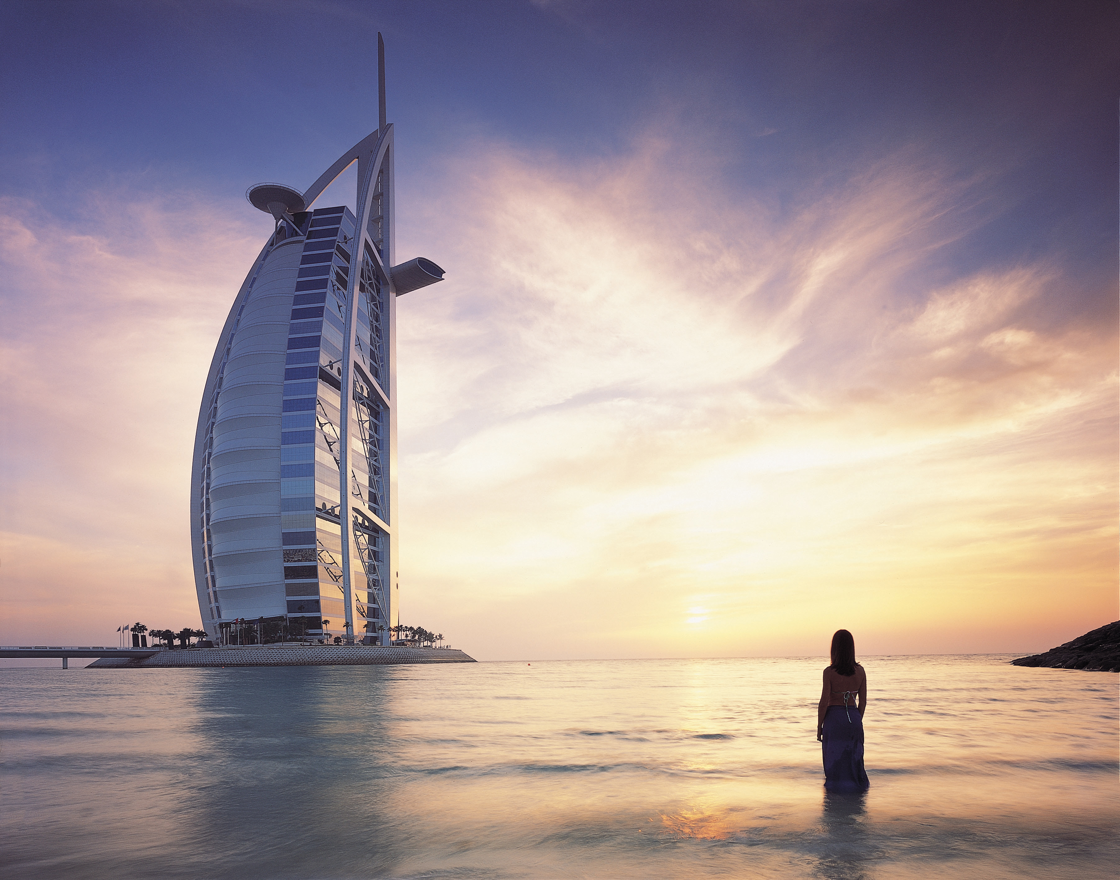 896123 descargar imagen mar, hecho por el hombre, burj al arab, edificio, dubái, horizonte, atardecer, emiratos árabes unidos: fondos de pantalla y protectores de pantalla gratis
