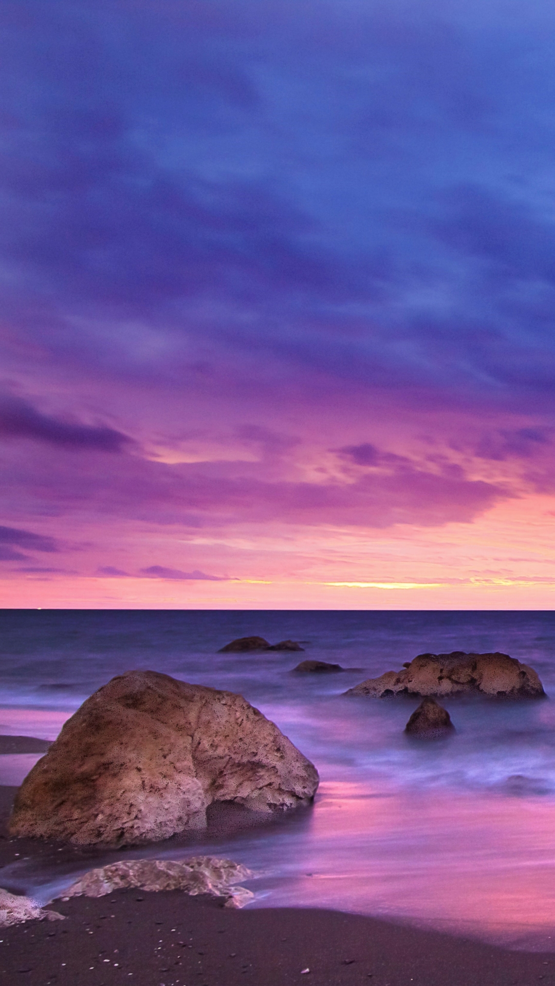 Download mobile wallpaper Sunset, Sky, Beach, Horizon, Earth for free.