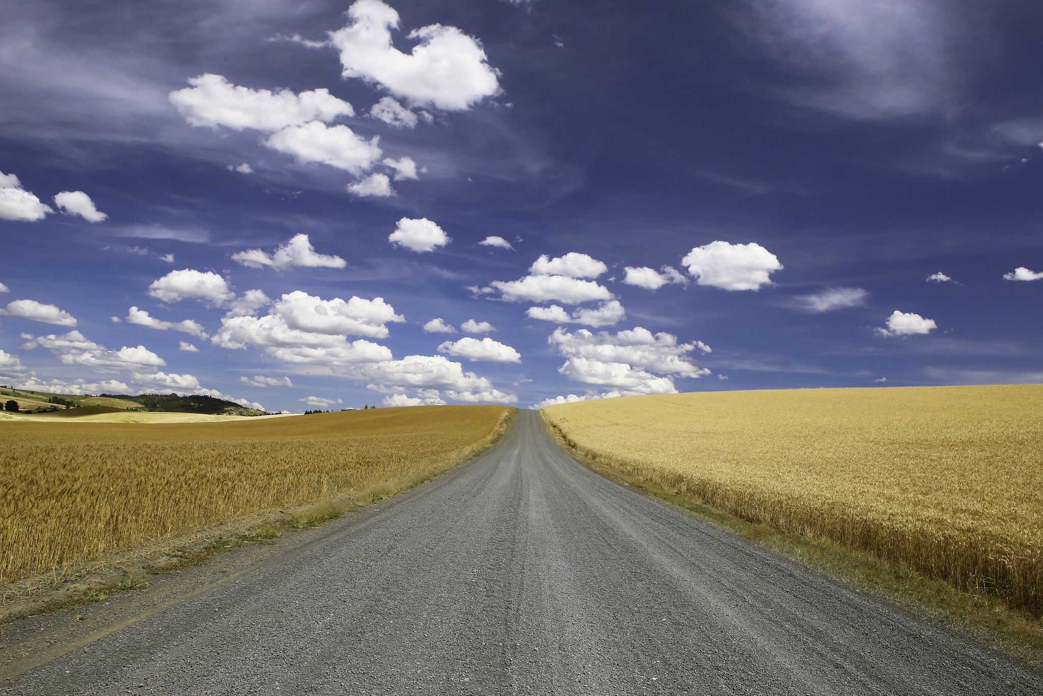 Download mobile wallpaper Landscape, Nature, Sky, Summer, Road, Field, Cloud, Man Made for free.
