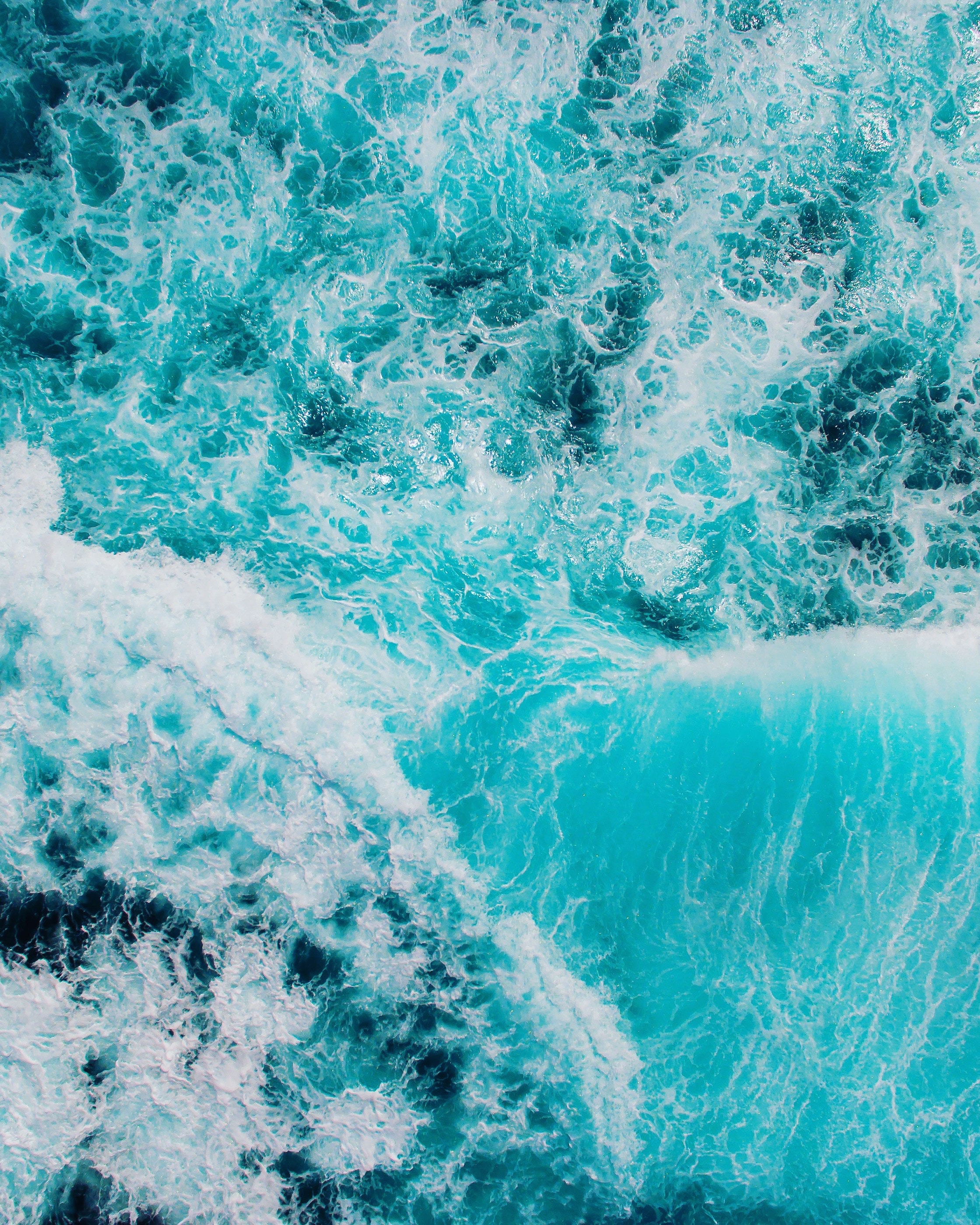 Wallpaper Full HD water, nature, waves, view from above, ocean, foam, surf