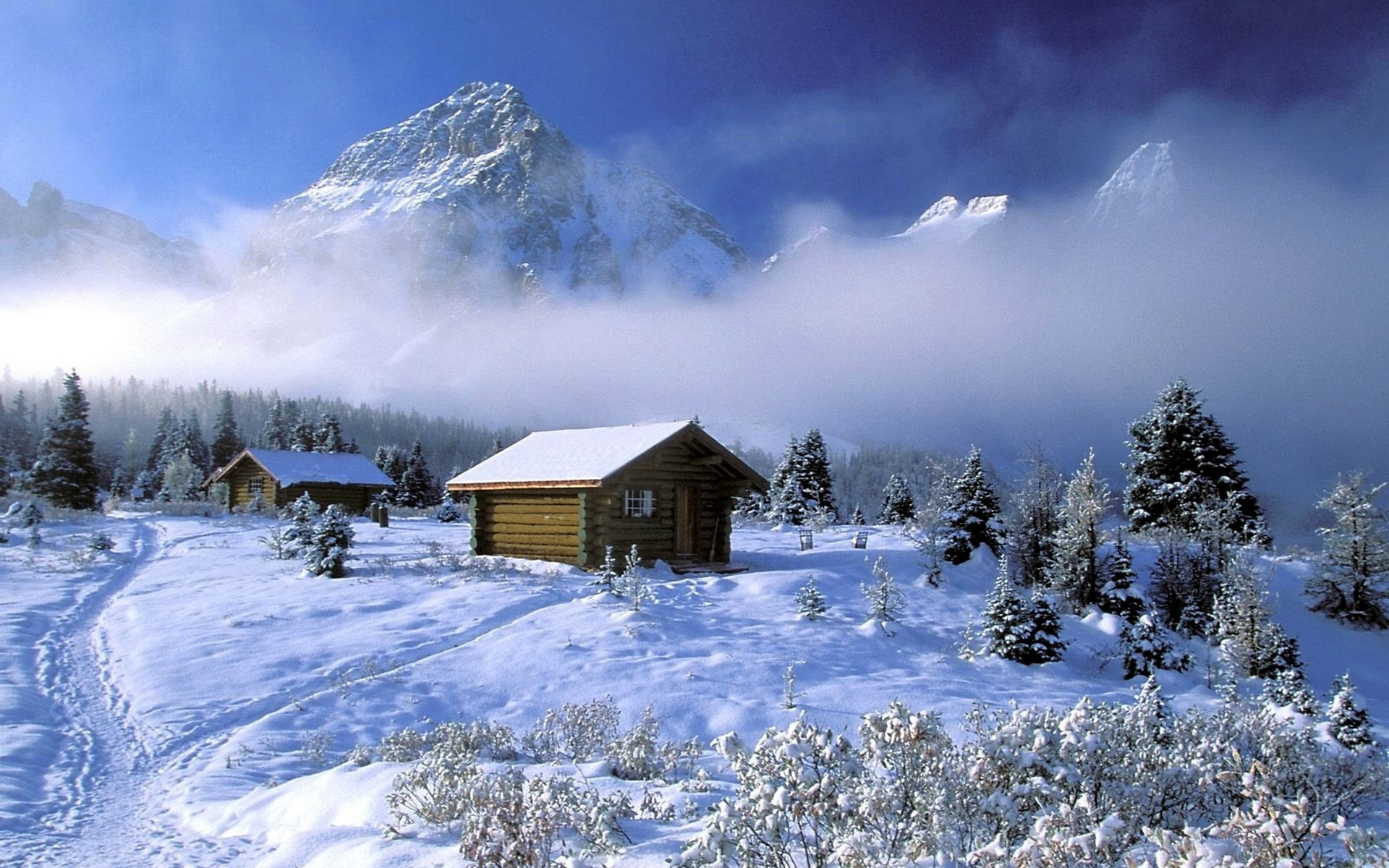 Handy-Wallpaper Landschaft, Mountains, Schnee, Winter kostenlos herunterladen.