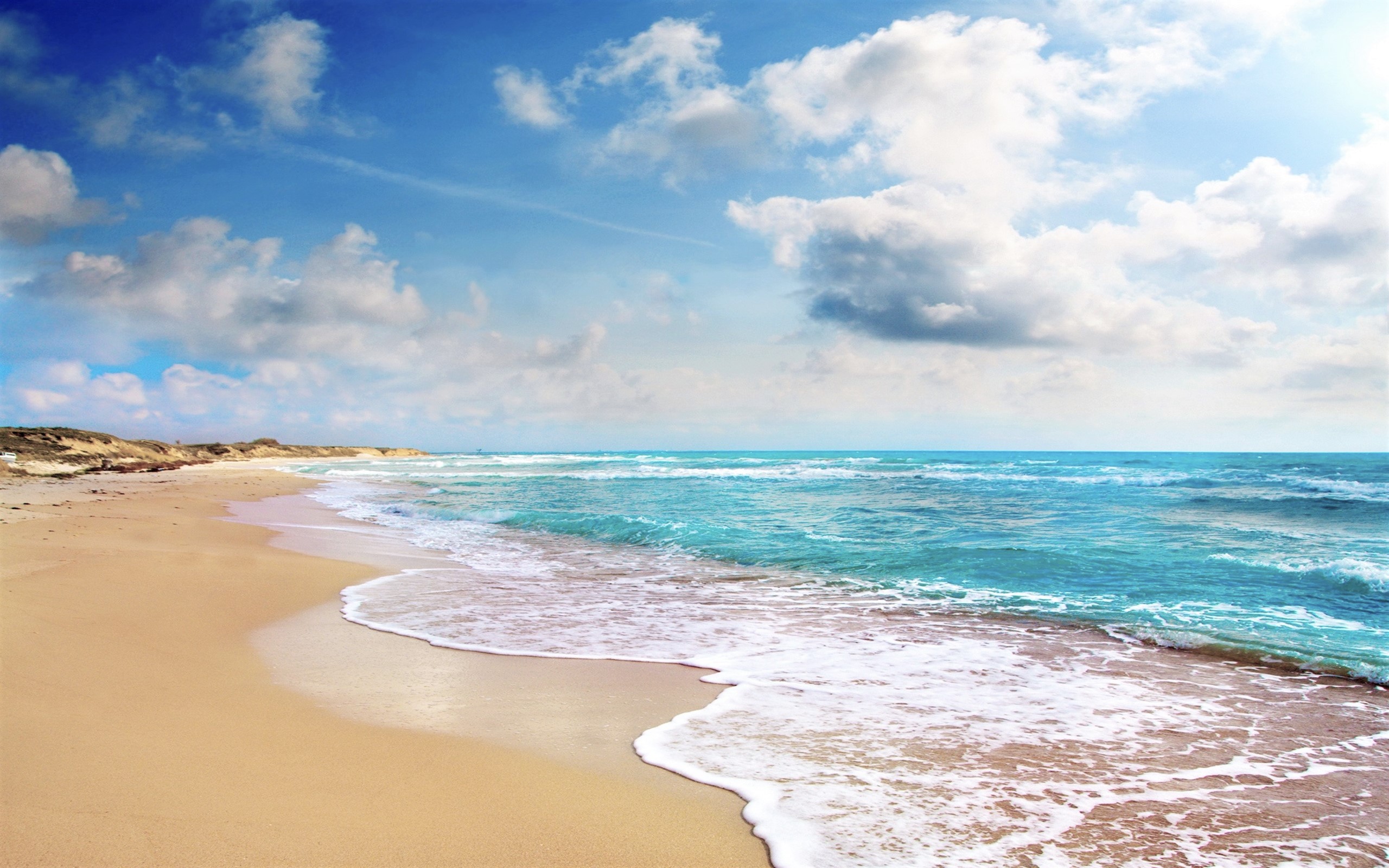 Скачать картинку Море, Облака, Пляж, Горизонт, Океан, Земля/природа в телефон бесплатно.