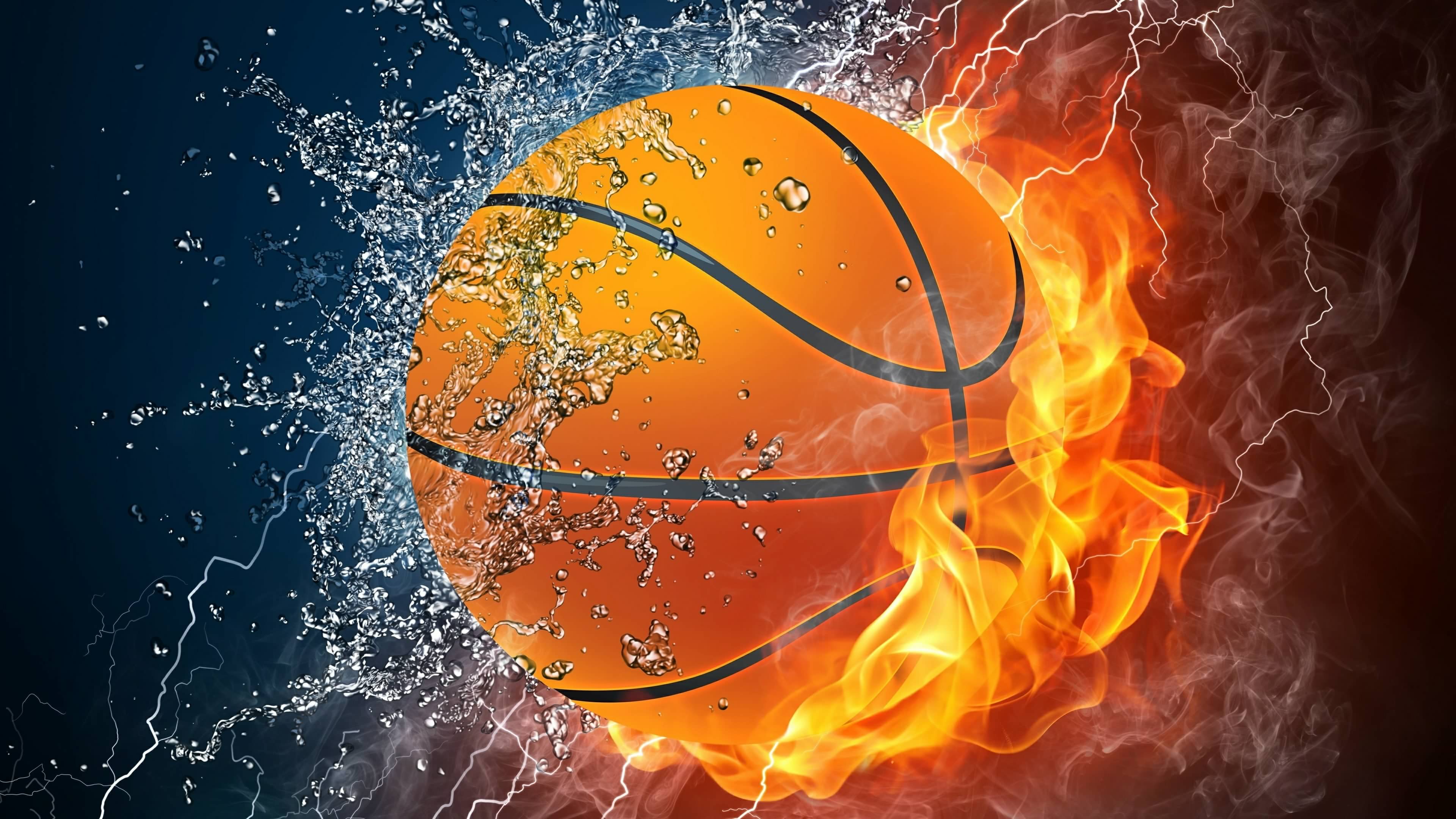 Download mobile wallpaper Sports, Water, Basketball, Flame, Ball for free.