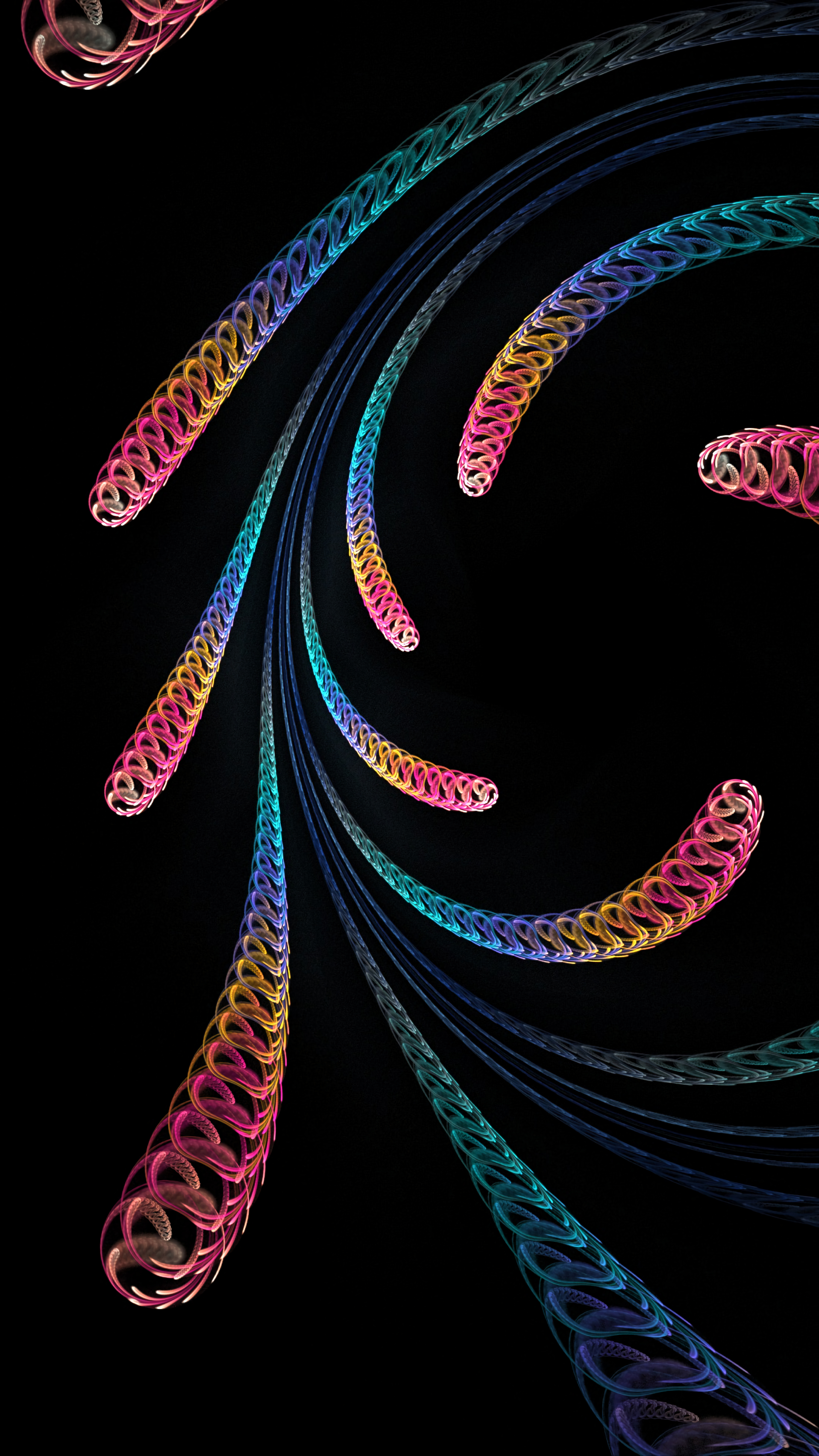 Download mobile wallpaper Fractal, Spirals, Spiral, Motley, Patterns, Abstract, Multicolored for free.