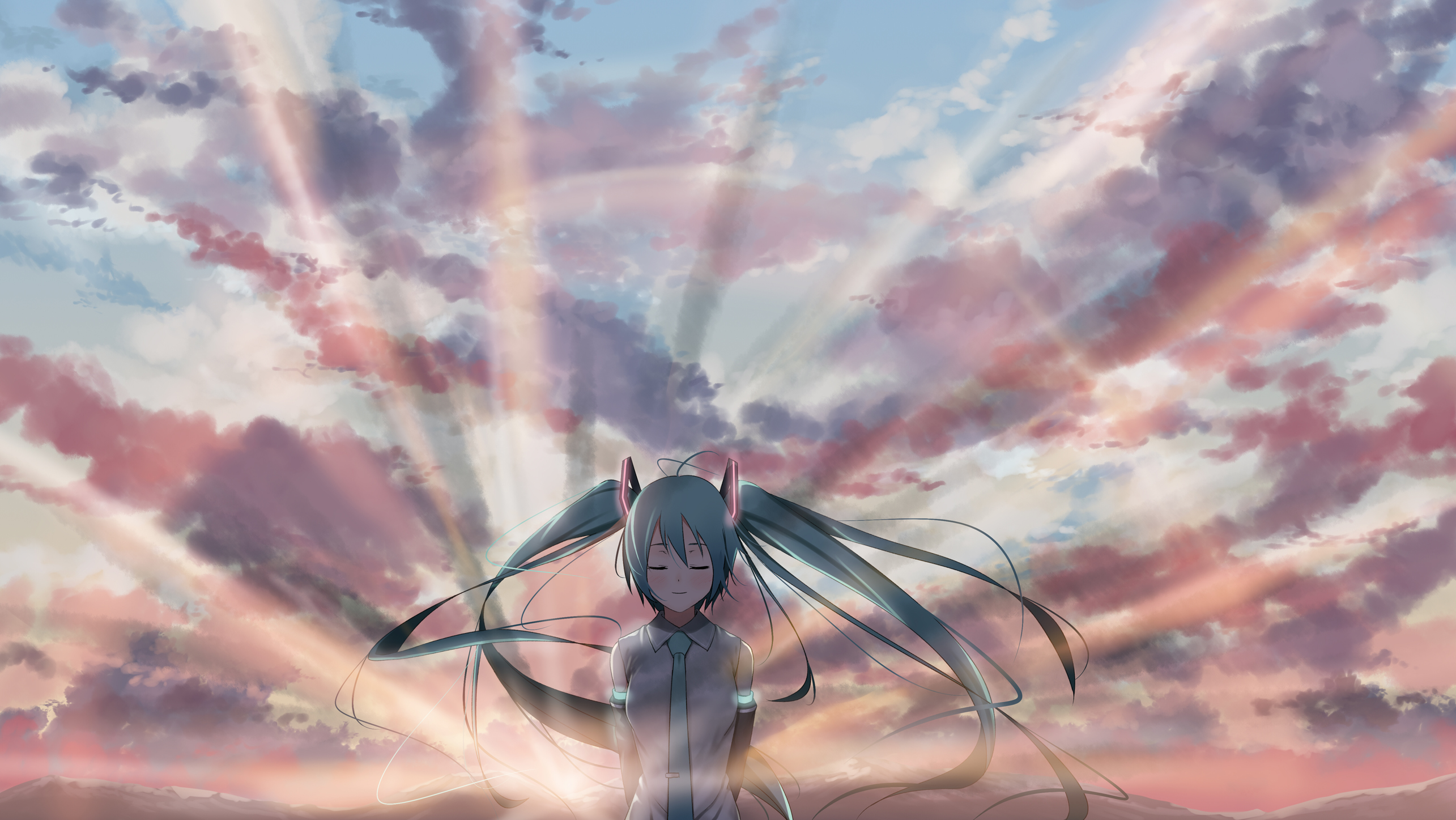 Free download wallpaper Anime, Sky, Vocaloid, Hatsune Miku on your PC desktop