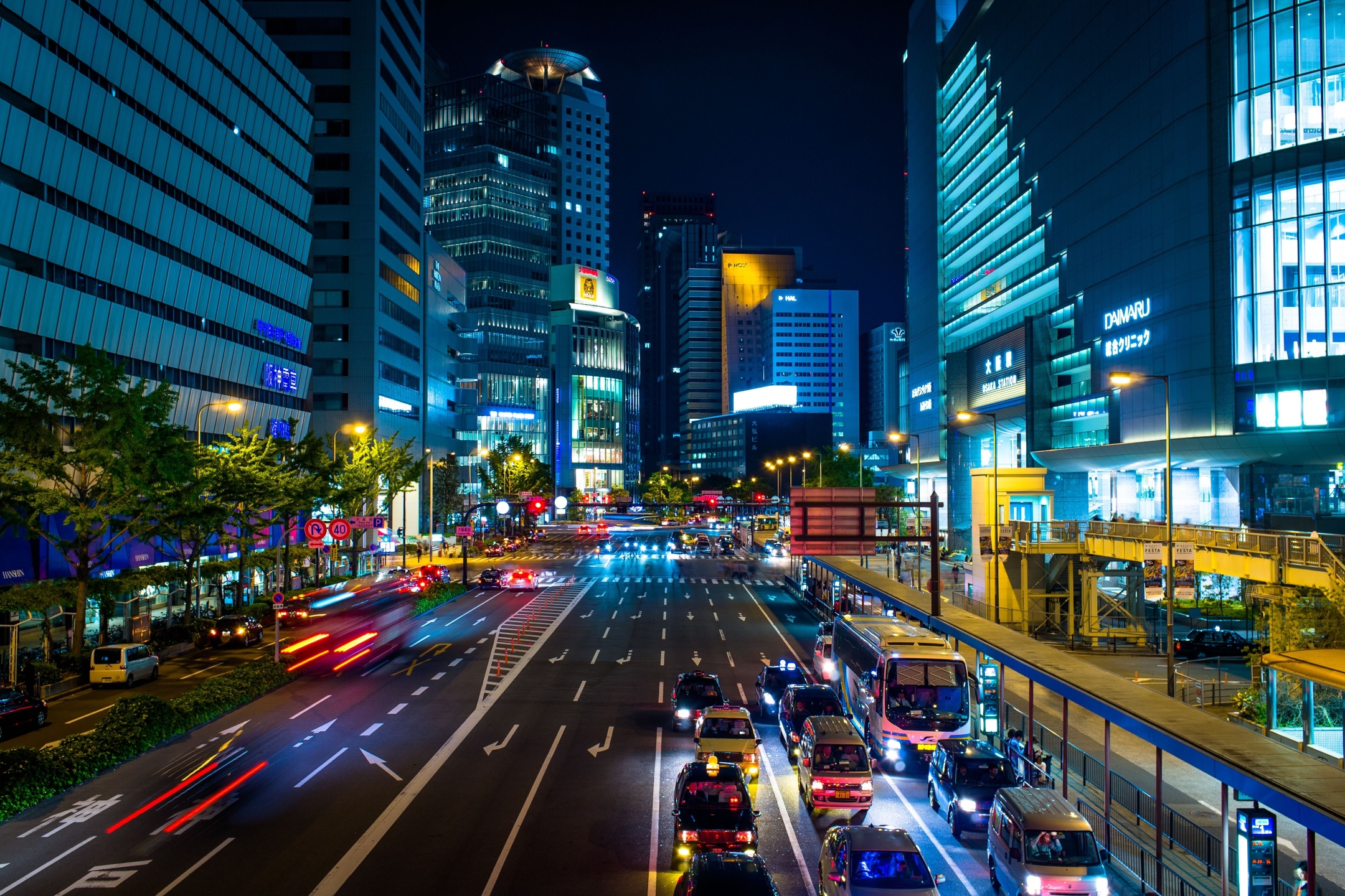 PCデスクトップに都市, 街, 日本, 夜, 大阪, マンメイド画像を無料でダウンロード
