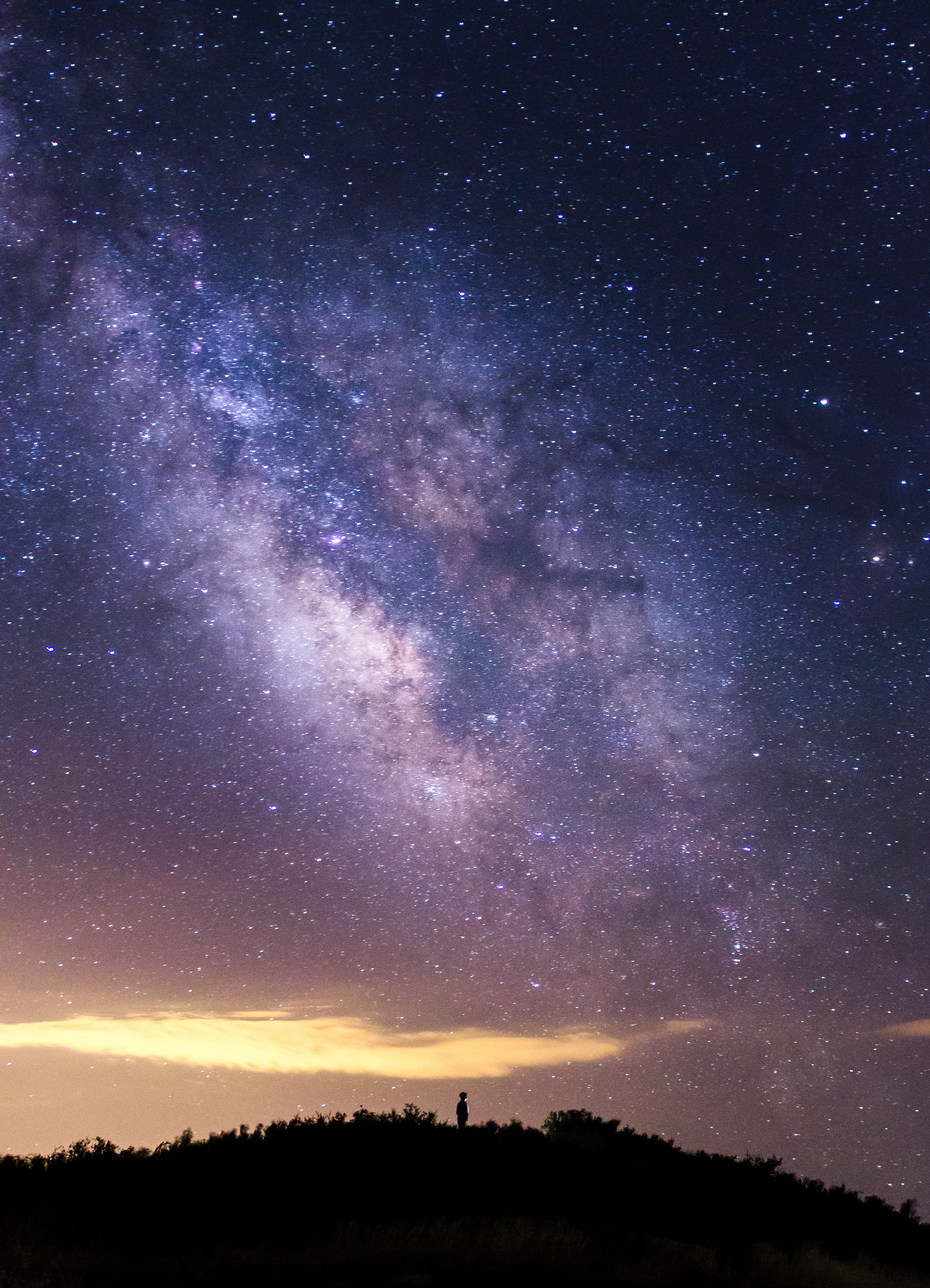 Free download wallpaper Sky, Silhouette, Starry Sky, Nature, Loneliness, Night on your PC desktop