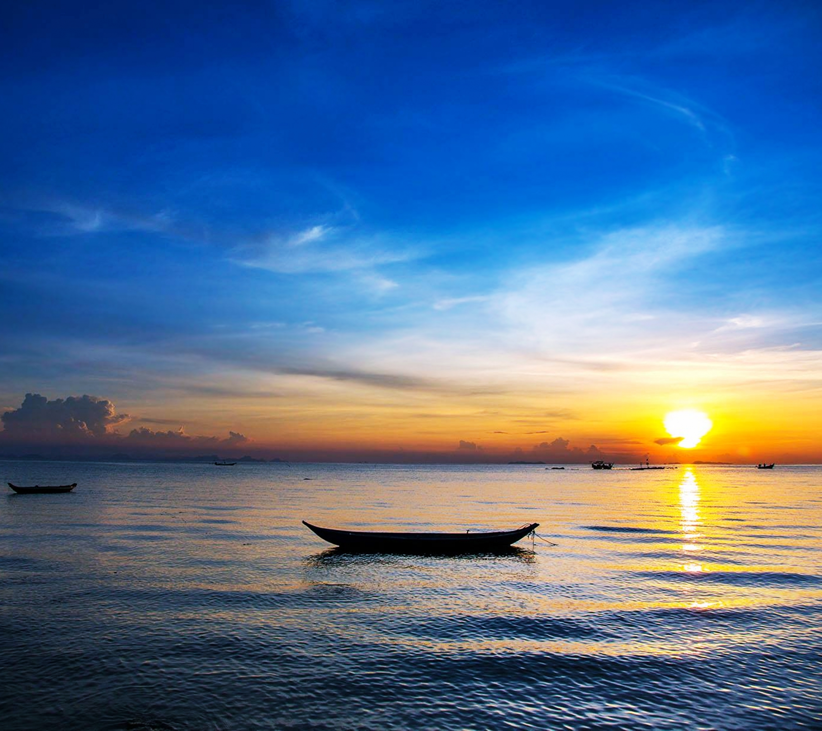 Free download wallpaper Landscape, Nature, Sunset, Sky, Sea, Ocean, Earth, Boat, Photography on your PC desktop