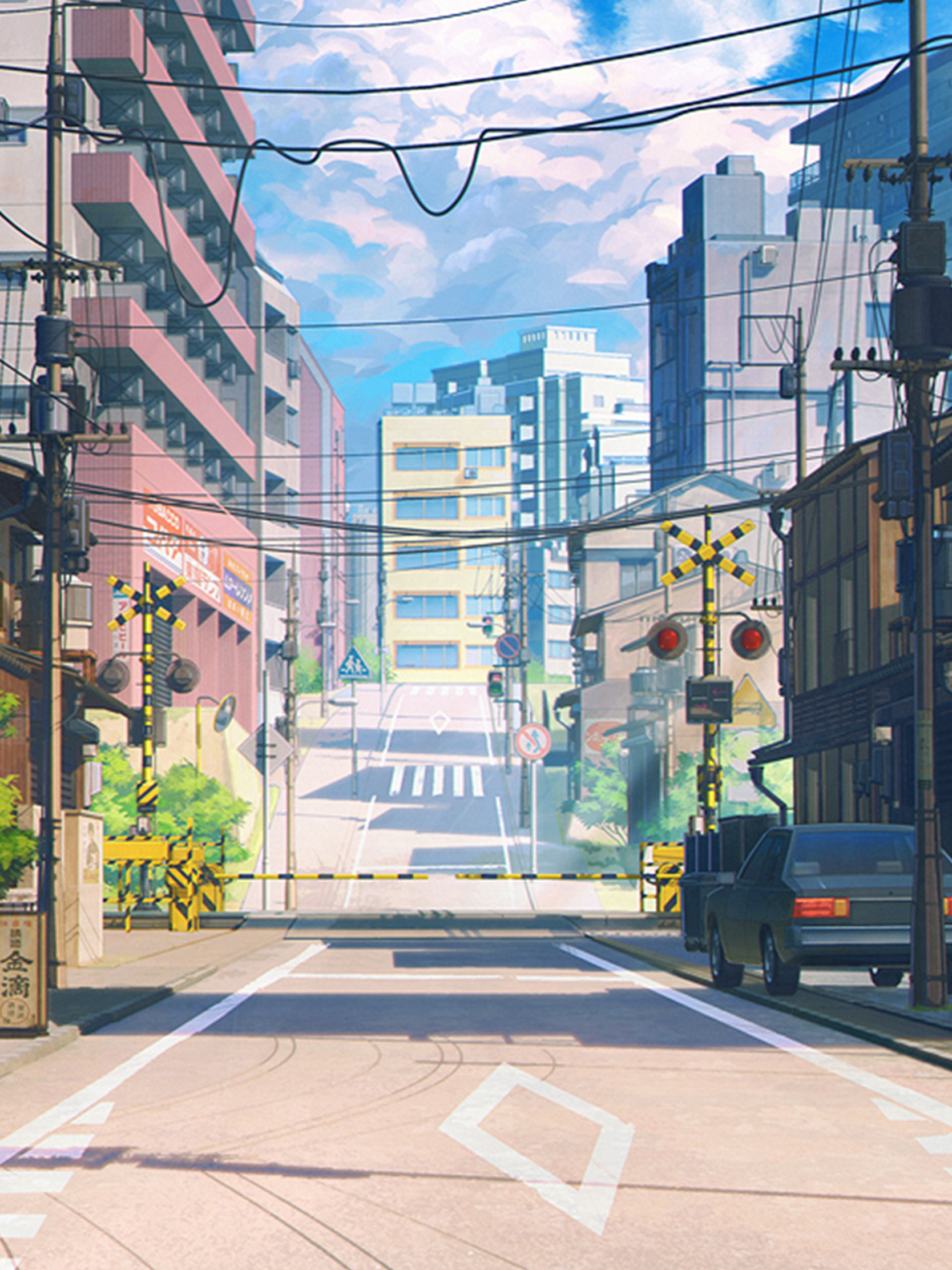 Download mobile wallpaper Anime, City, Road for free.