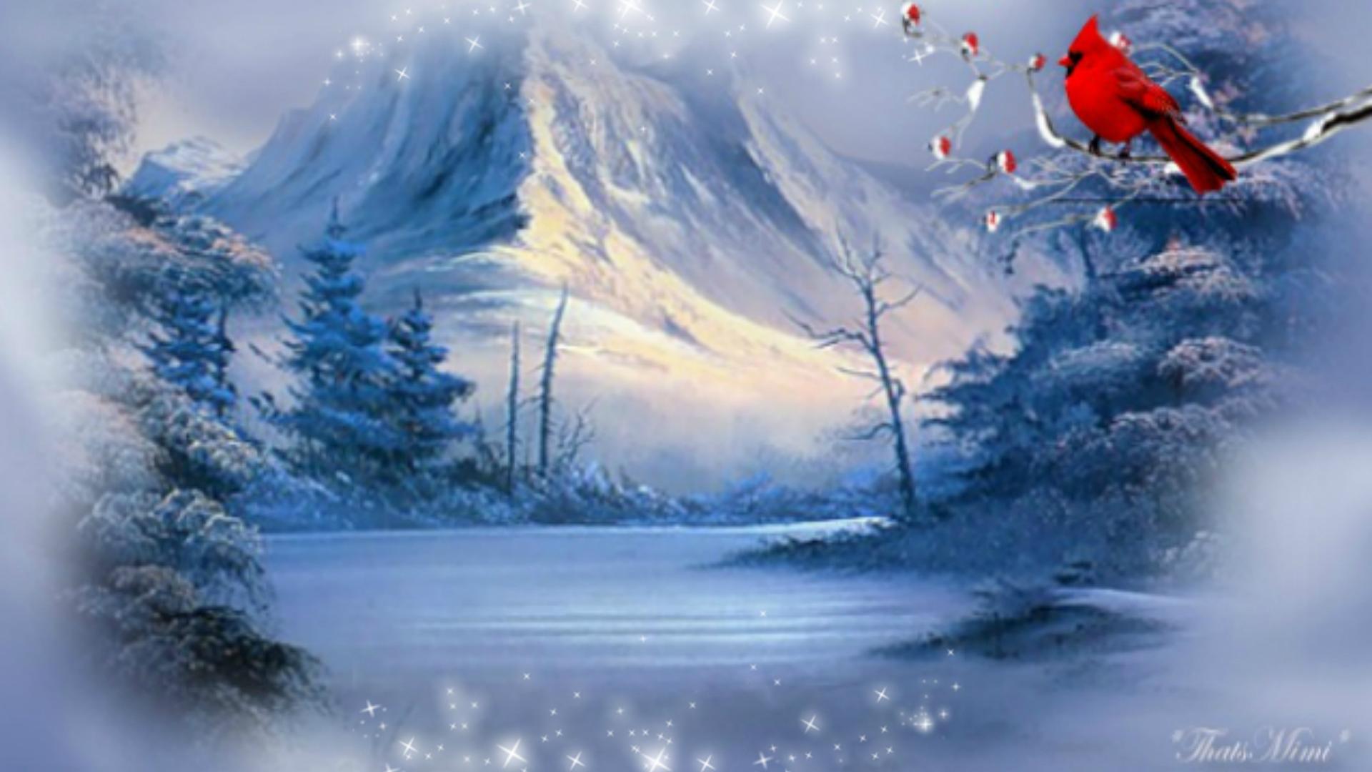 Free download wallpaper Winter, Snow, Bird, Artistic, Cardinal on your PC desktop