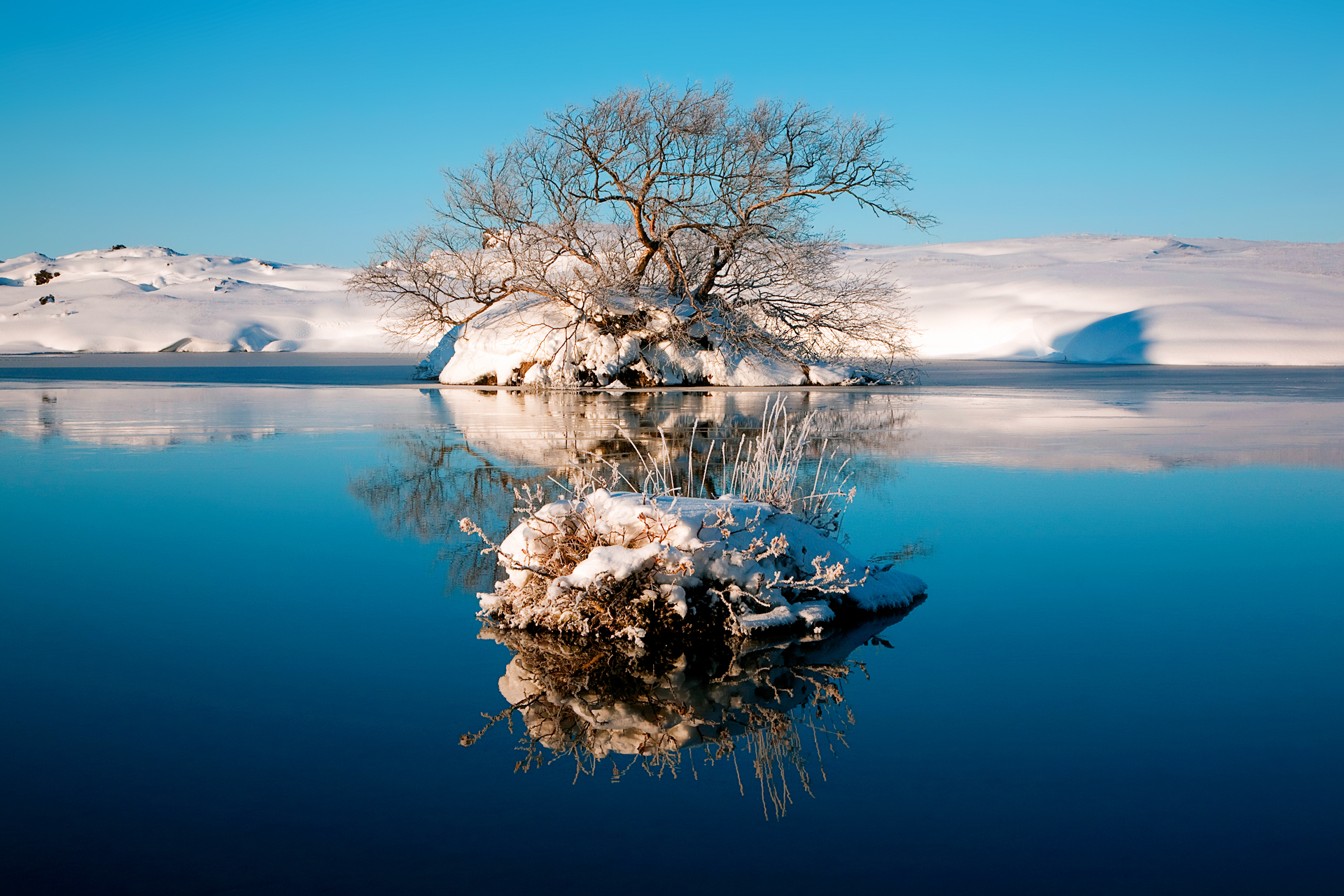 Download mobile wallpaper Landscape, Winter, Snow, Reflection, Earth for free.