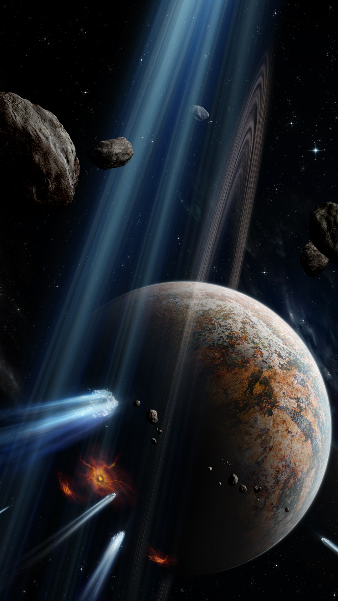 Download mobile wallpaper Space, Planet, Sci Fi, Meteor, Asteroid for free.