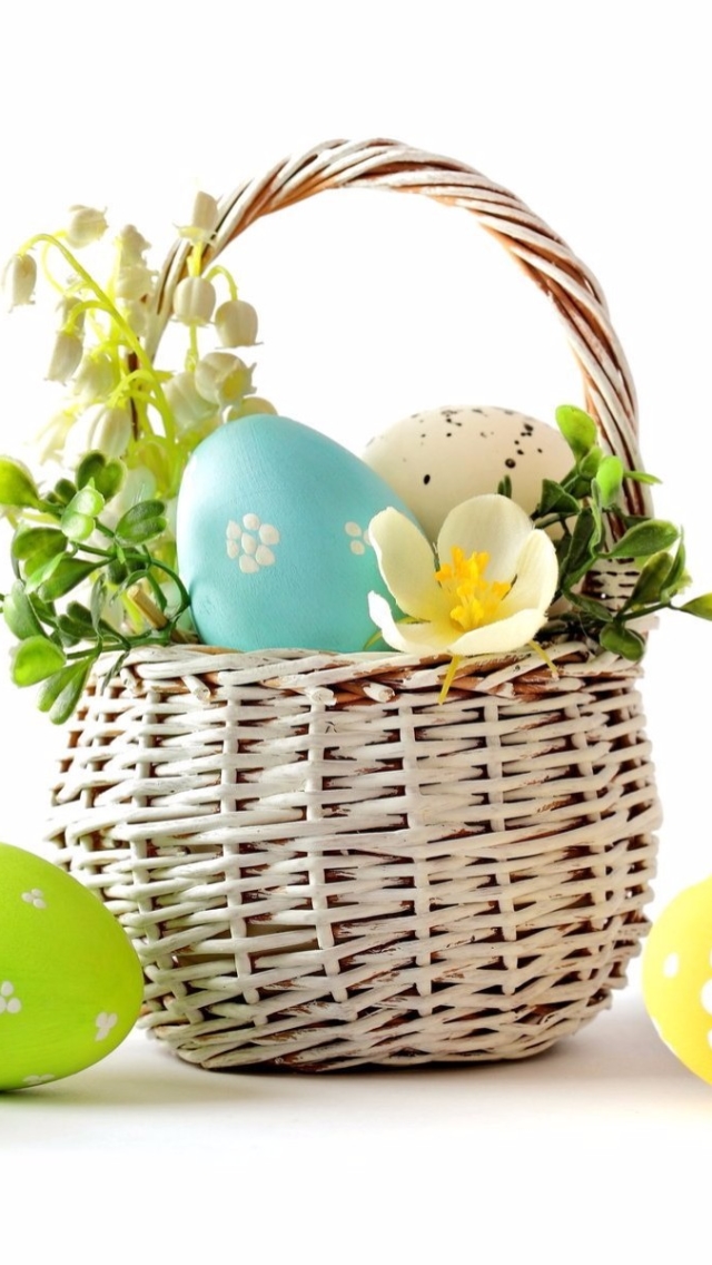 Скачати мобільні шпалери Великдень, Свято, Барвистий, Кошик, Яйце, Пасхальне Яйце безкоштовно.