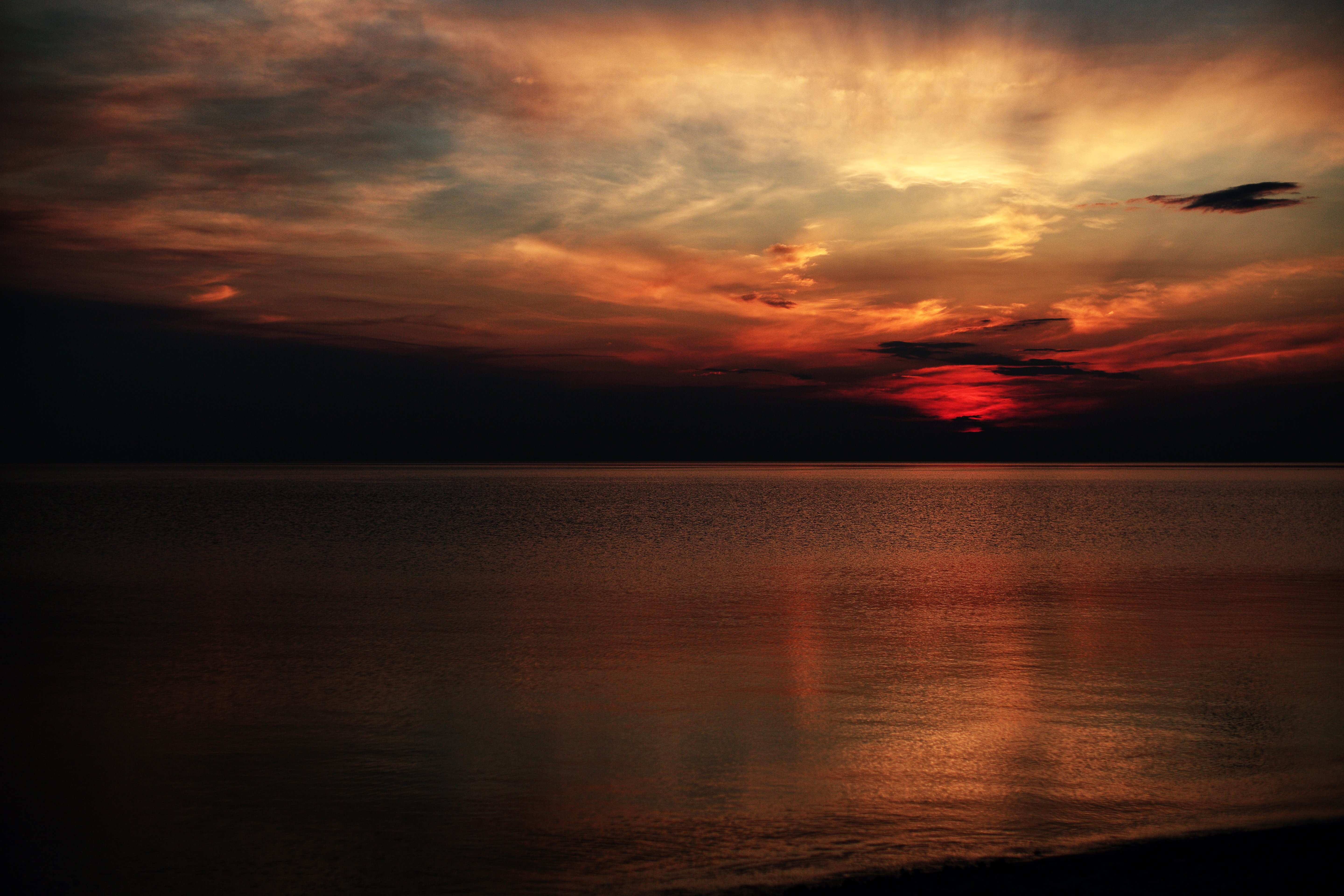 Laden Sie das Wasser, Sky, Horizont, Bank, Natur, Sunset, Ufer-Bild kostenlos auf Ihren PC-Desktop herunter