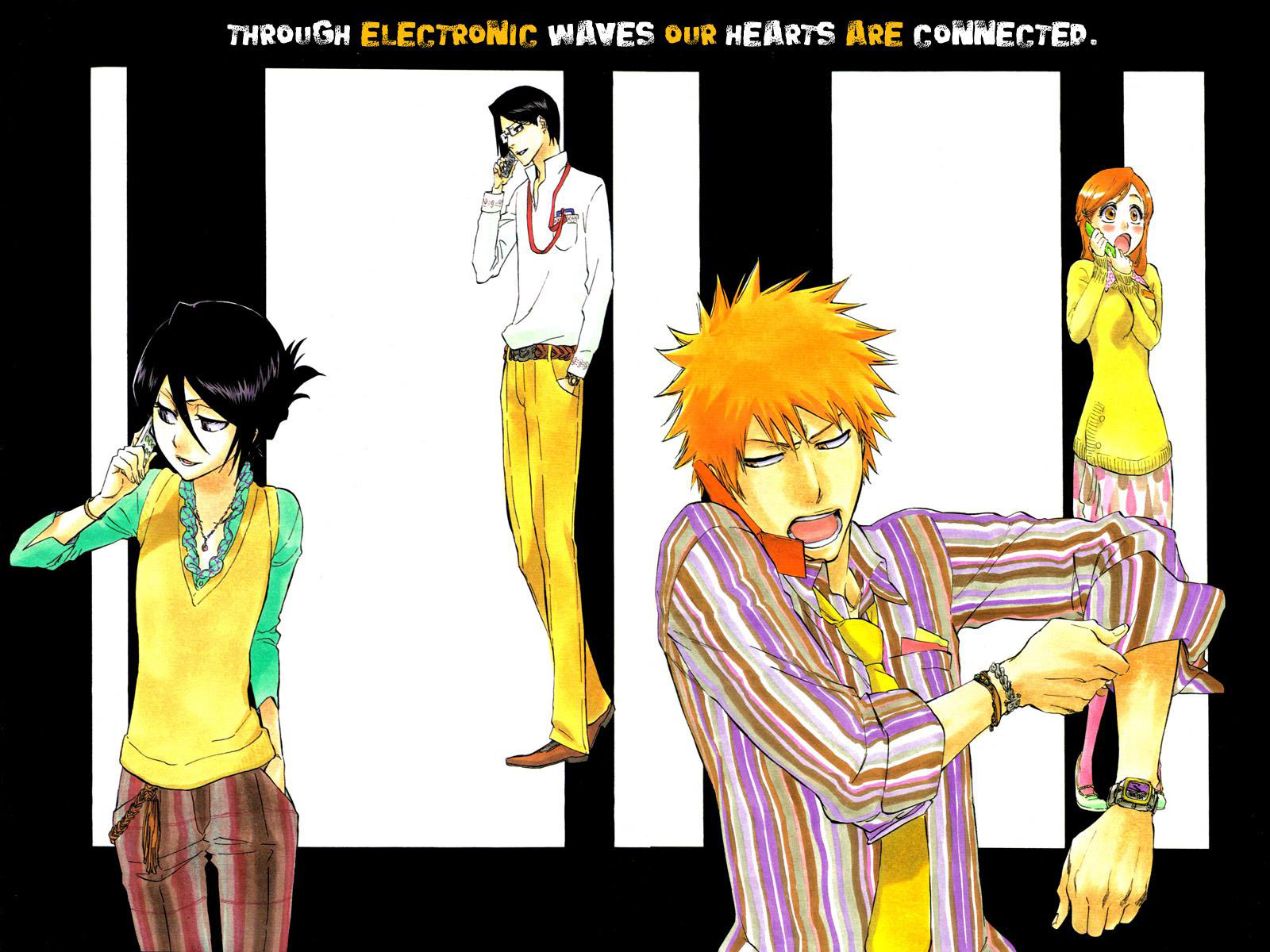 Free download wallpaper Anime, Bleach, Rukia Kuchiki, Ichigo Kurosaki, Orihime Inoue, Uryu Ishida on your PC desktop