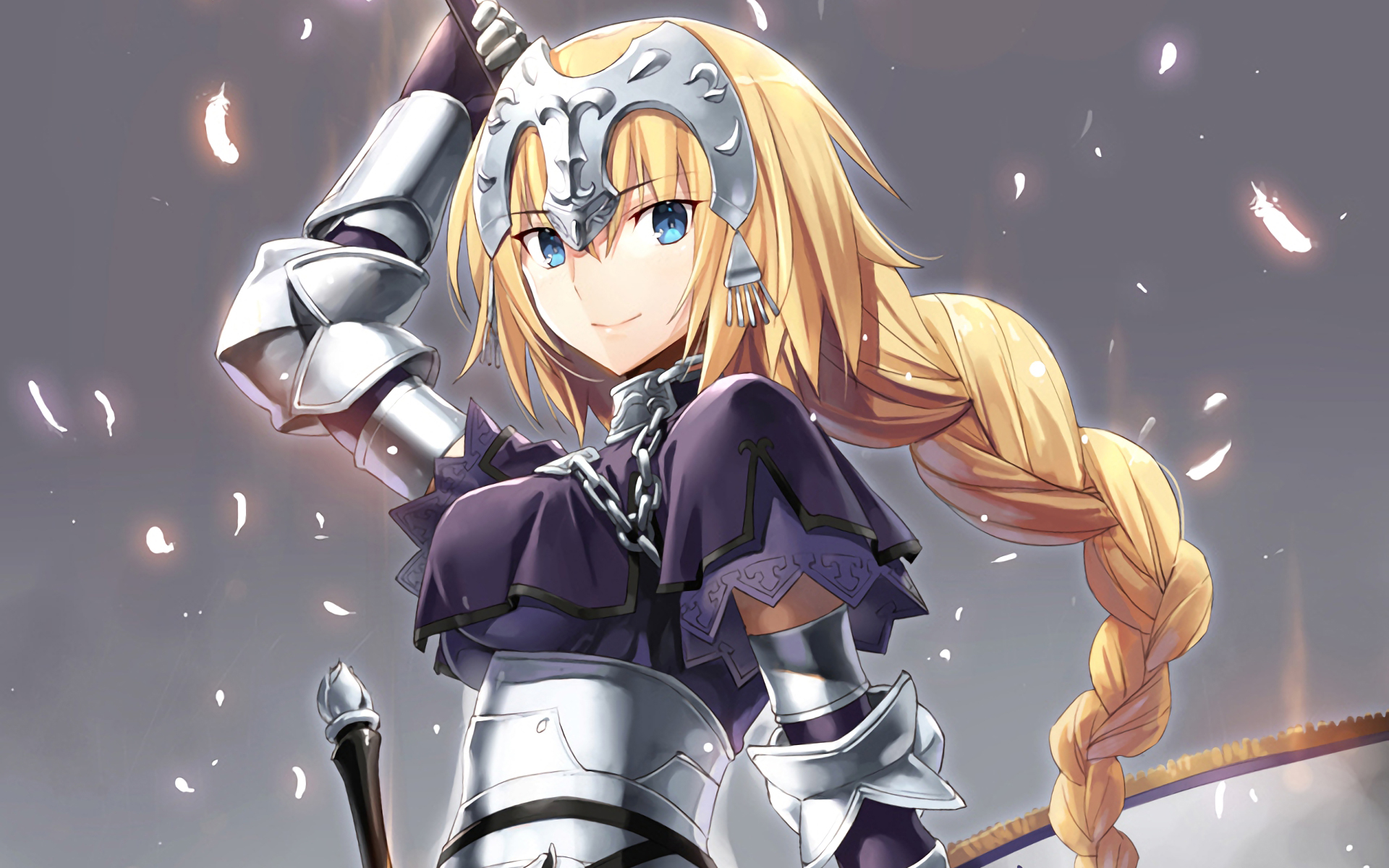 Free download wallpaper Anime, Blonde, Blue Eyes, Braid, Long Hair, Woman Warrior, Fate/apocrypha, Ruler (Fate/apocrypha), Fate Series on your PC desktop