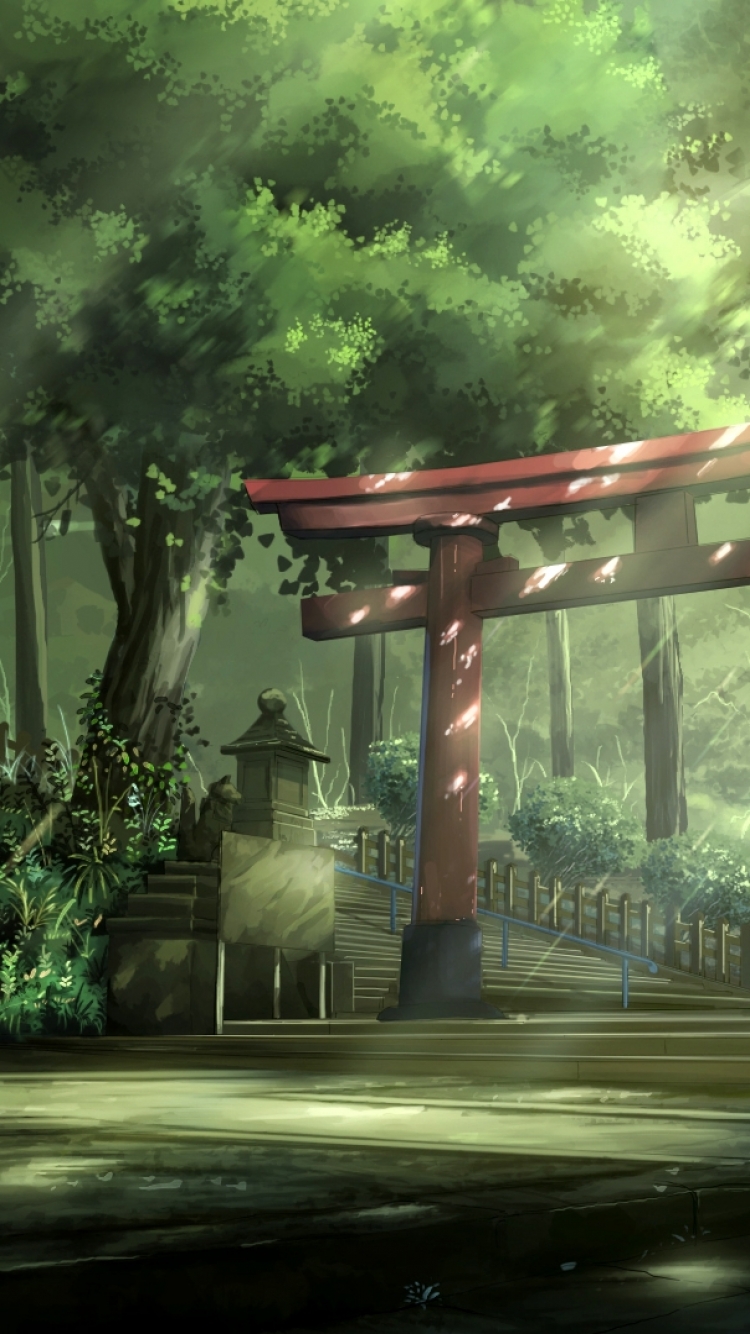 1212379 скачать обои аниме, темпл, храм, лес, япония - заставки и картинки бесплатно